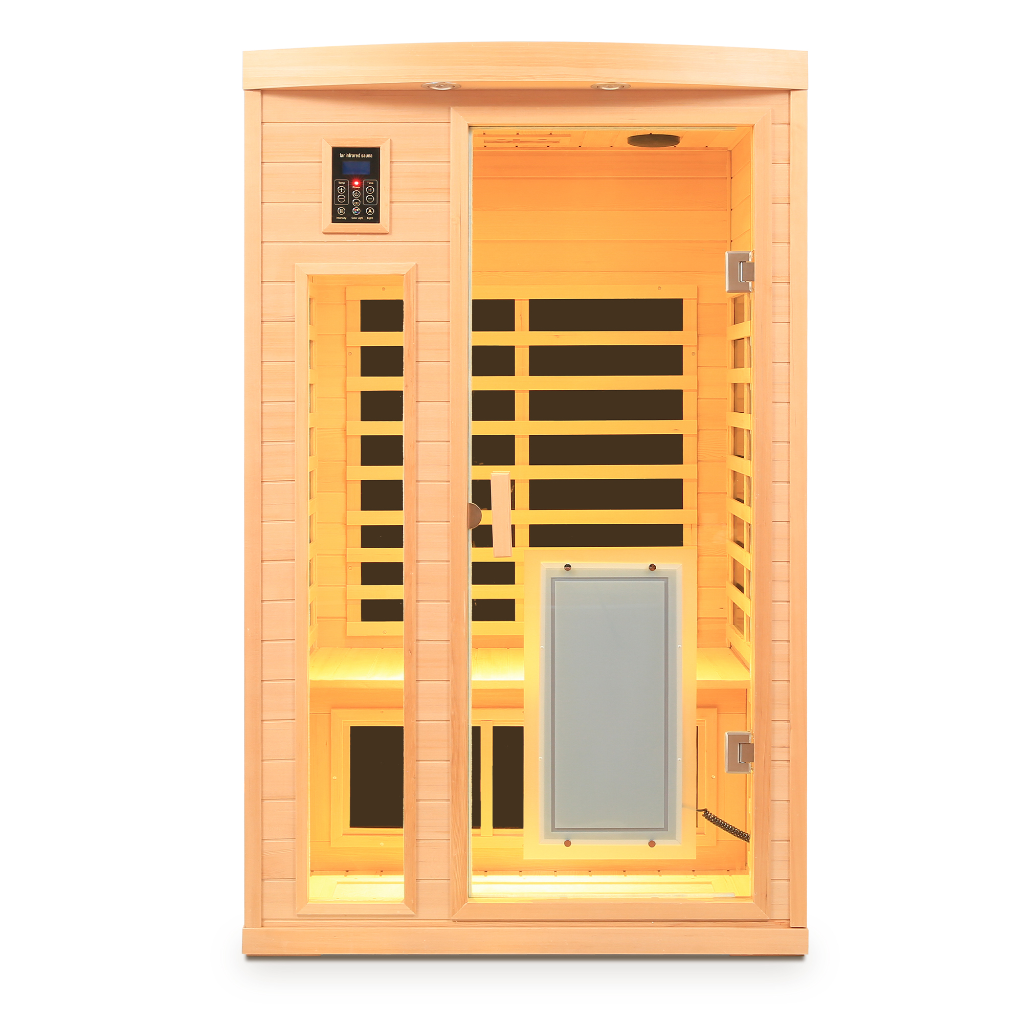 Low EMF Front door with heating panel Two Person Hemlock Far Infrared Indoor Suana Room - Image 5