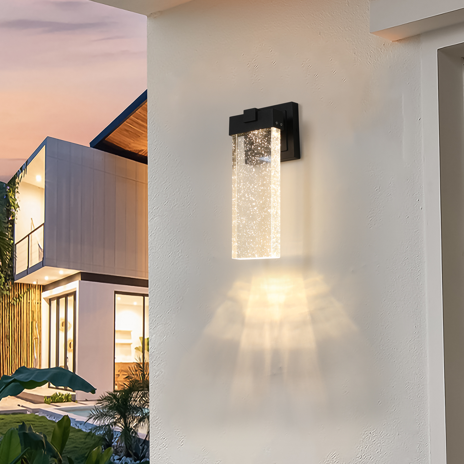 Outdoor Waterproof Transparent LED Crystal Wall Lamp Supports Multiple Types of Light Bulbs -12W Per Lamp (2 pack) - Image 2