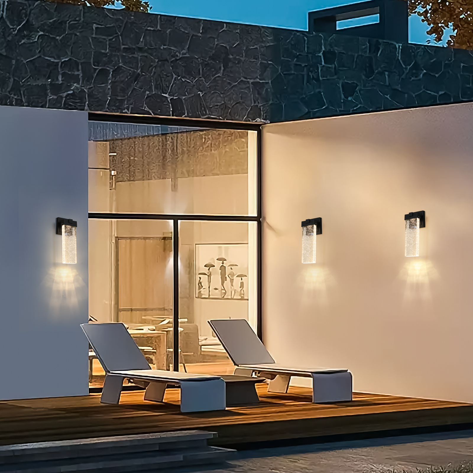 Outdoor Waterproof Transparent LED Crystal Wall Lamp Supports Multiple Types of Light Bulbs -12W Per Lamp (2 pack) - Image 4