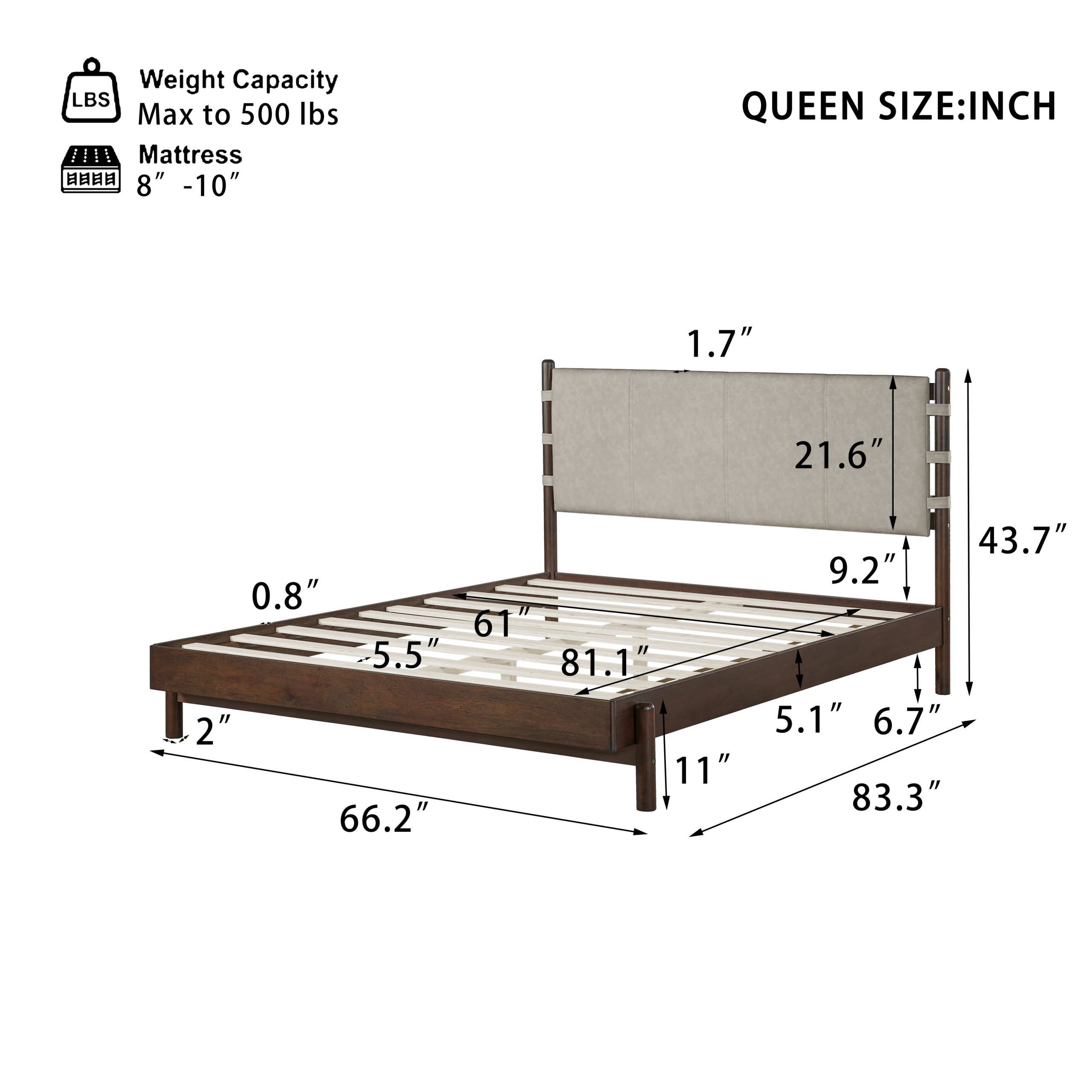 Modern Queen Bed Frame Set with 2 Nightstands, Light Gray Wood Platform Bed with Headboard and Matching Bedside Tables for Bedroom - Image 2