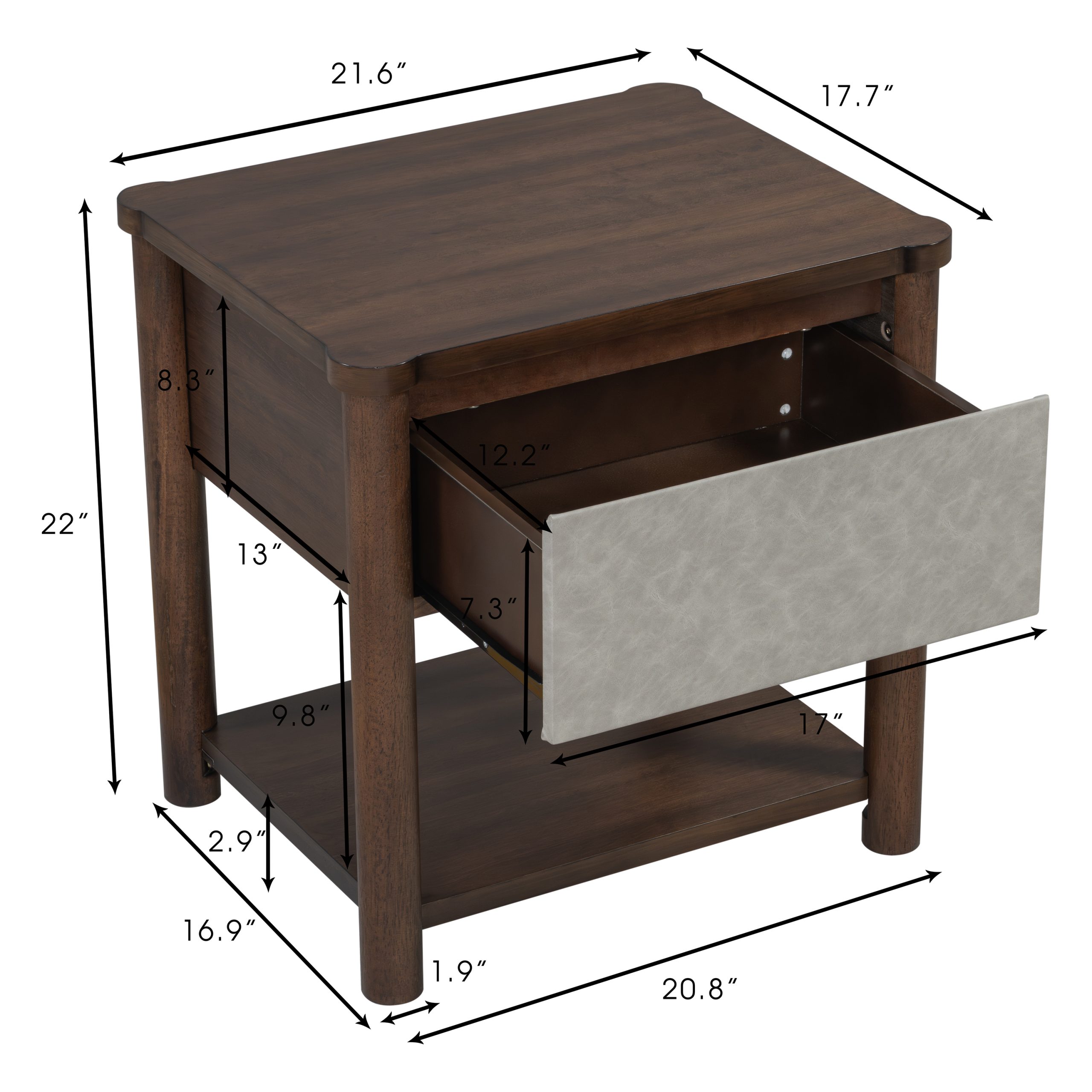 Modern King Bed Frame Set with 2 Nightstands, Light Gray Wood Platform Bed with Headboard and Matching Bedside Tables for Bedroom - Image 3