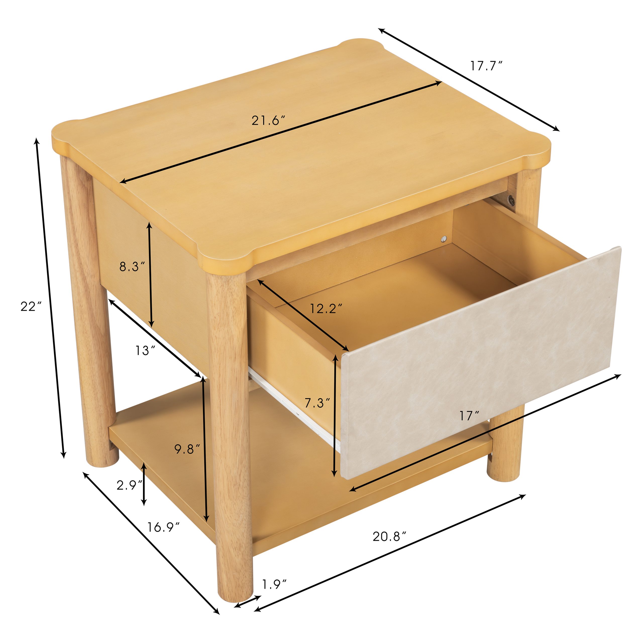 Modern King Bed Frame Set with 2 Nightstands, Beige Wood Platform Bed with Headboard and Matching Bedside Tables for Bedroom - Image 3