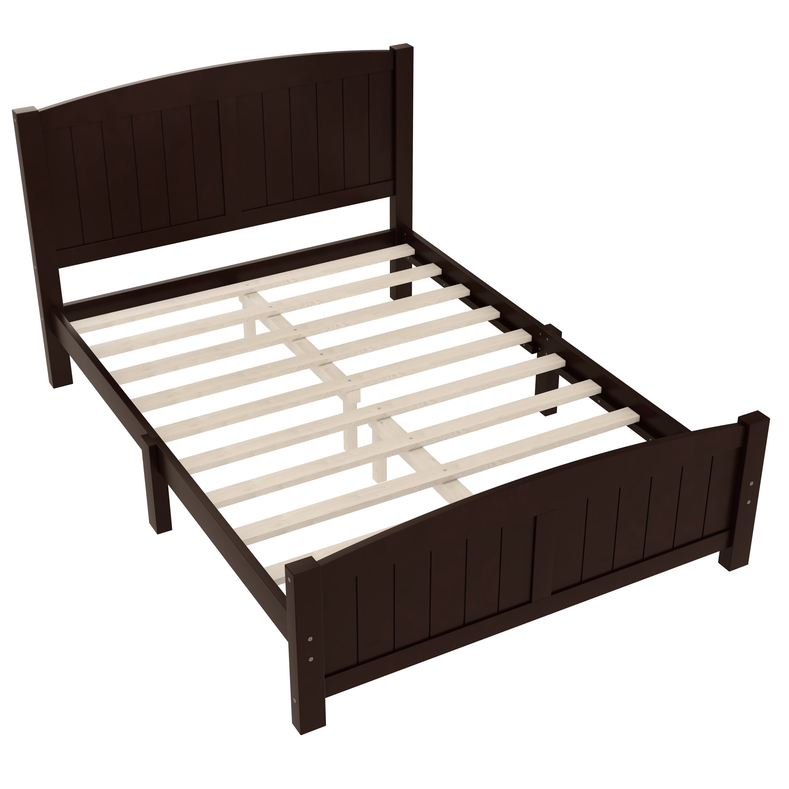 Full Size Platform Bed, Solid Wood Platform Bed with Support Slats and Strong Structure, No Box Spring Needed, Espresso - Image 6