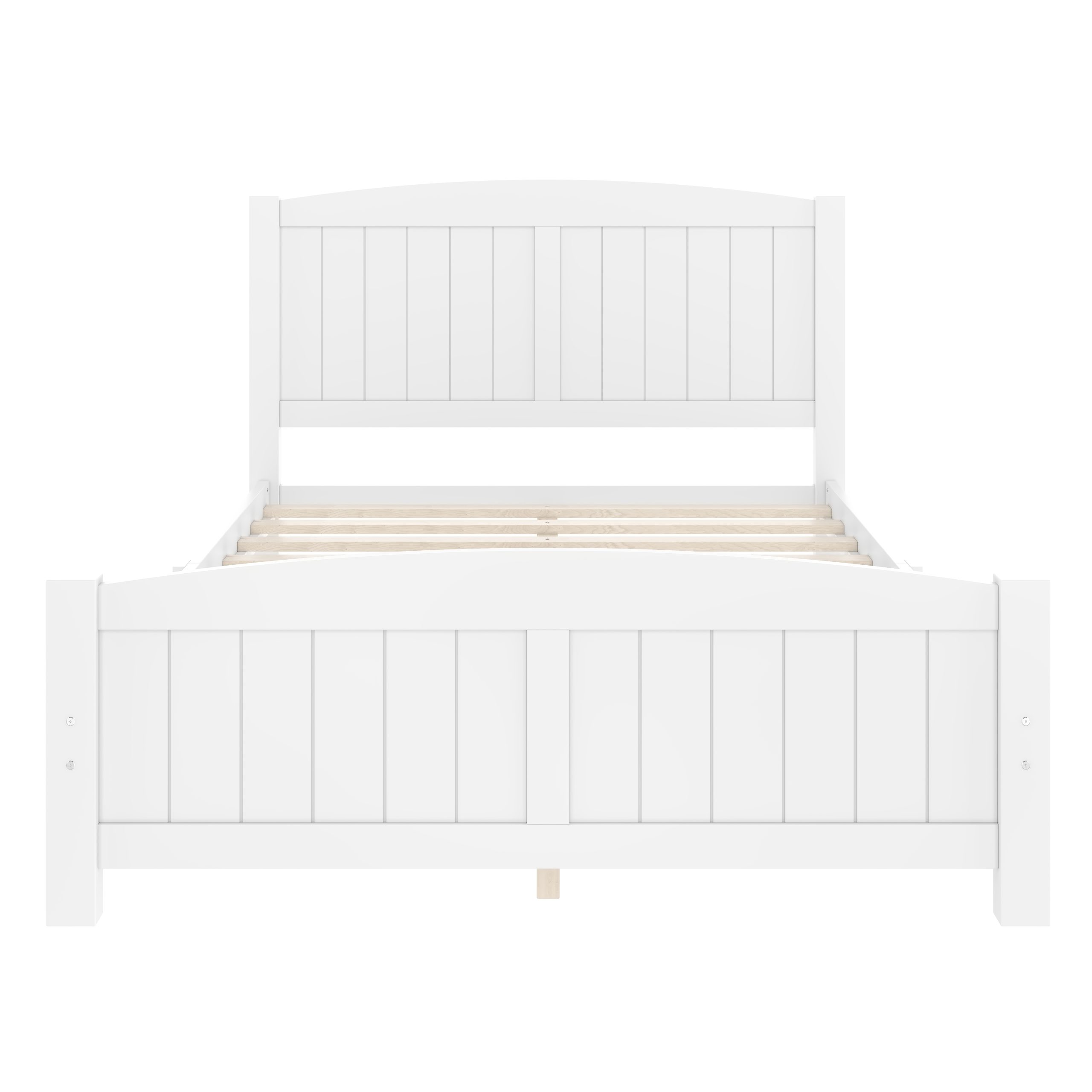 Full Size Platform Bed, Solid Wood Platform Bed with Support Slats and Strong Structure, No Box Spring Needed, White - Image 5