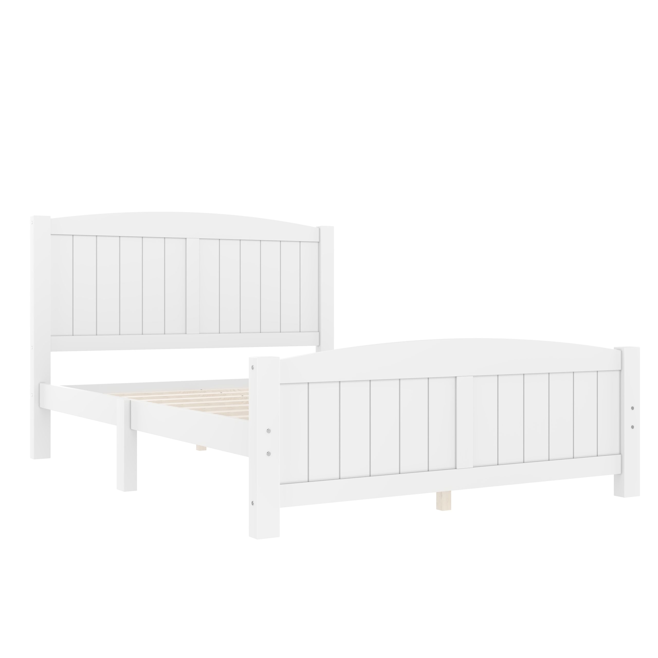 Full Size Platform Bed, Solid Wood Platform Bed with Support Slats and Strong Structure, No Box Spring Needed, White - Image 6