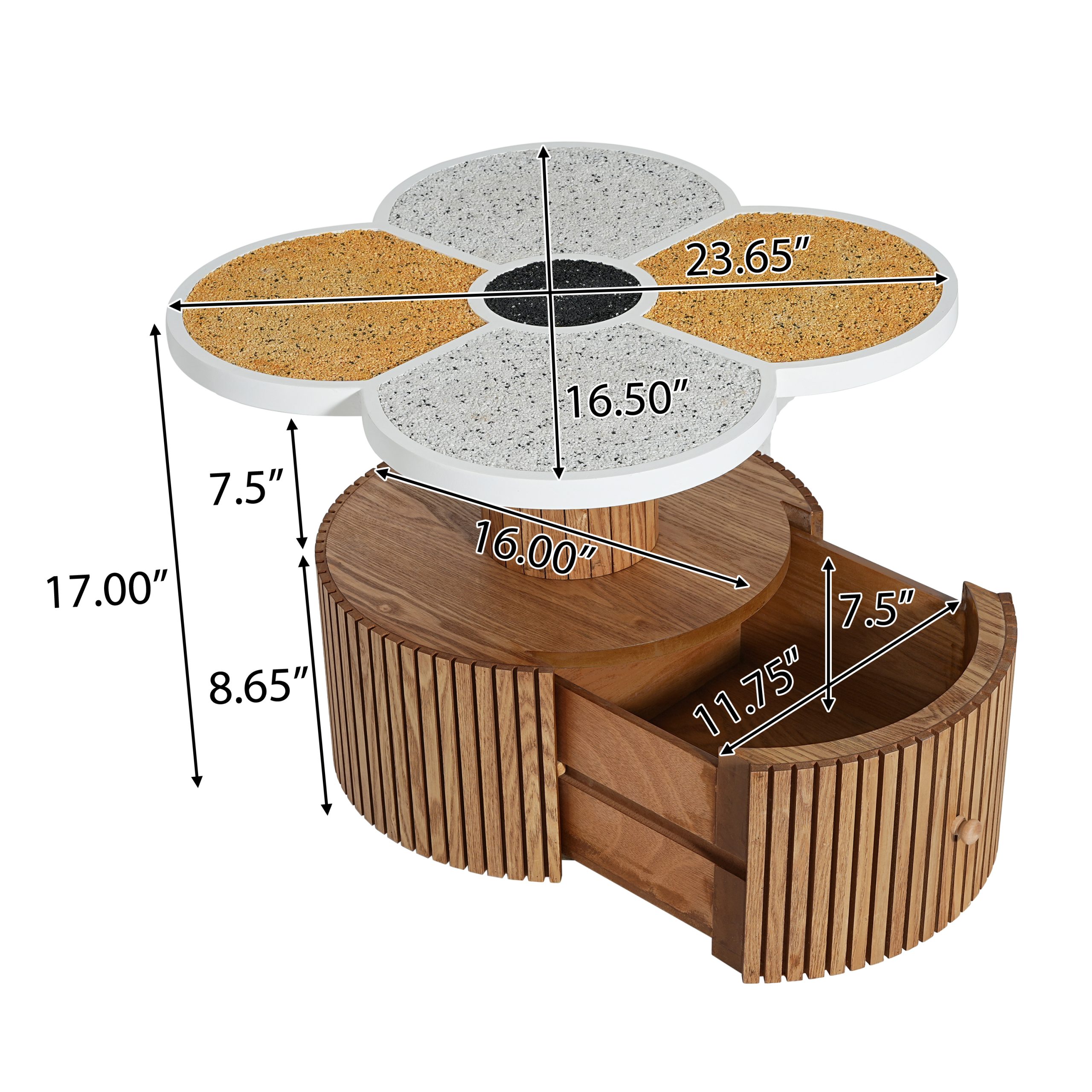 Unique Four-Leaf Clover Side Table for Living Room, Bedroom & Small Spaces – Accent Table with Wood-Grain Base with storage function - Image 3