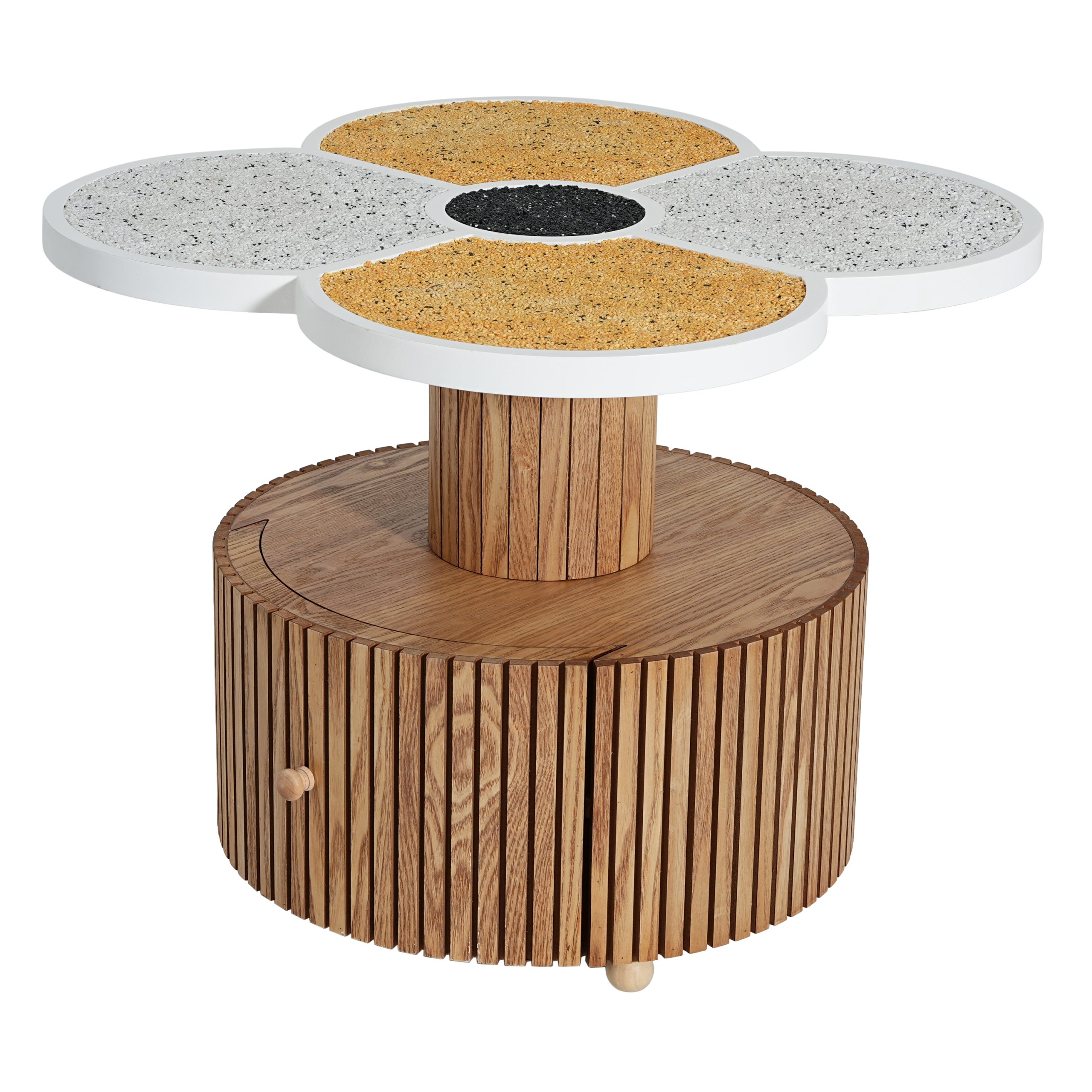 Unique Four-Leaf Clover Side Table for Living Room, Bedroom & Small Spaces – Accent Table with Wood-Grain Base with storage function - Image 5