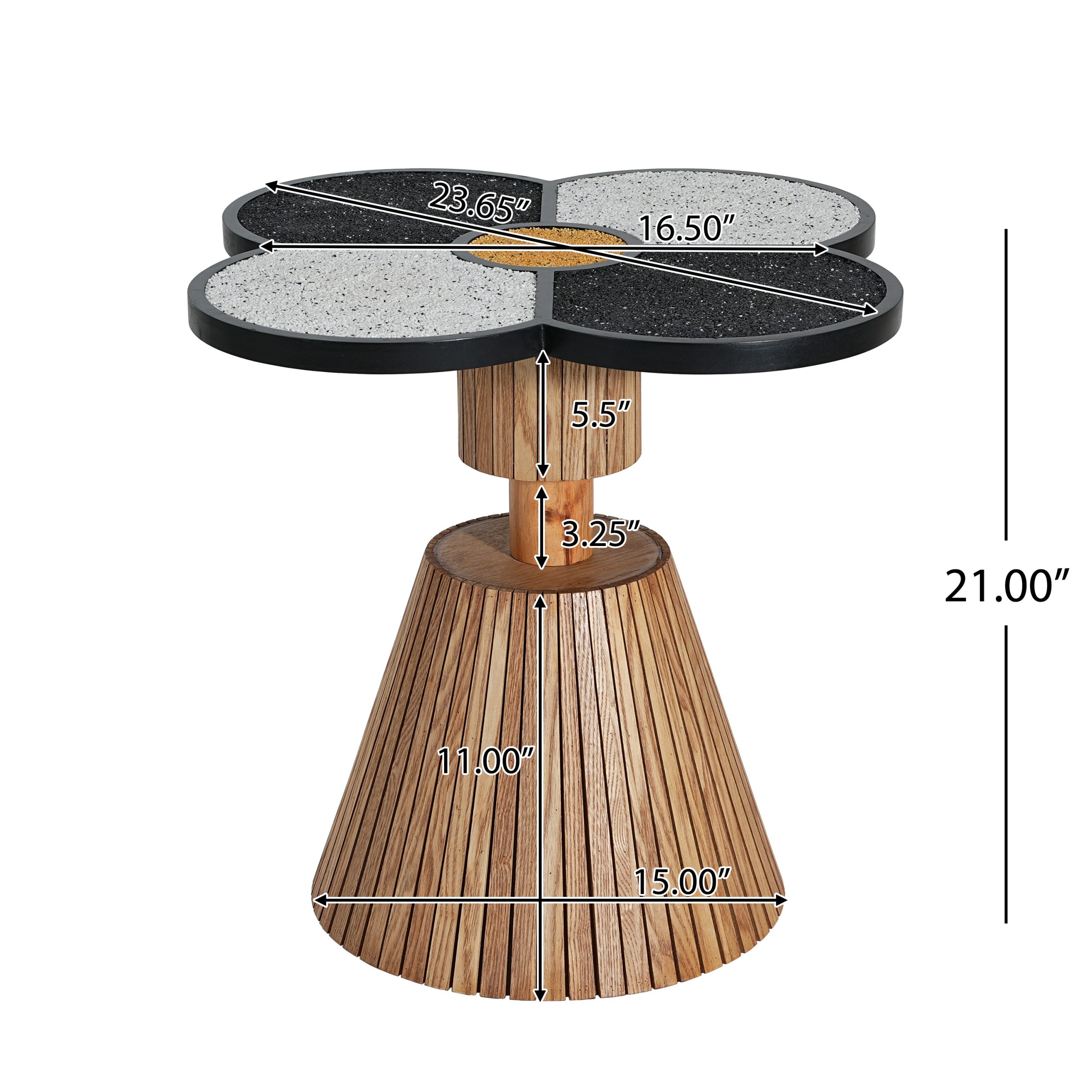 Unique Four-Leaf Clover Side Table for Living Room, Bedroom & Small Spaces – Decorative Accent Table with Wood-Grain Base - Image 2