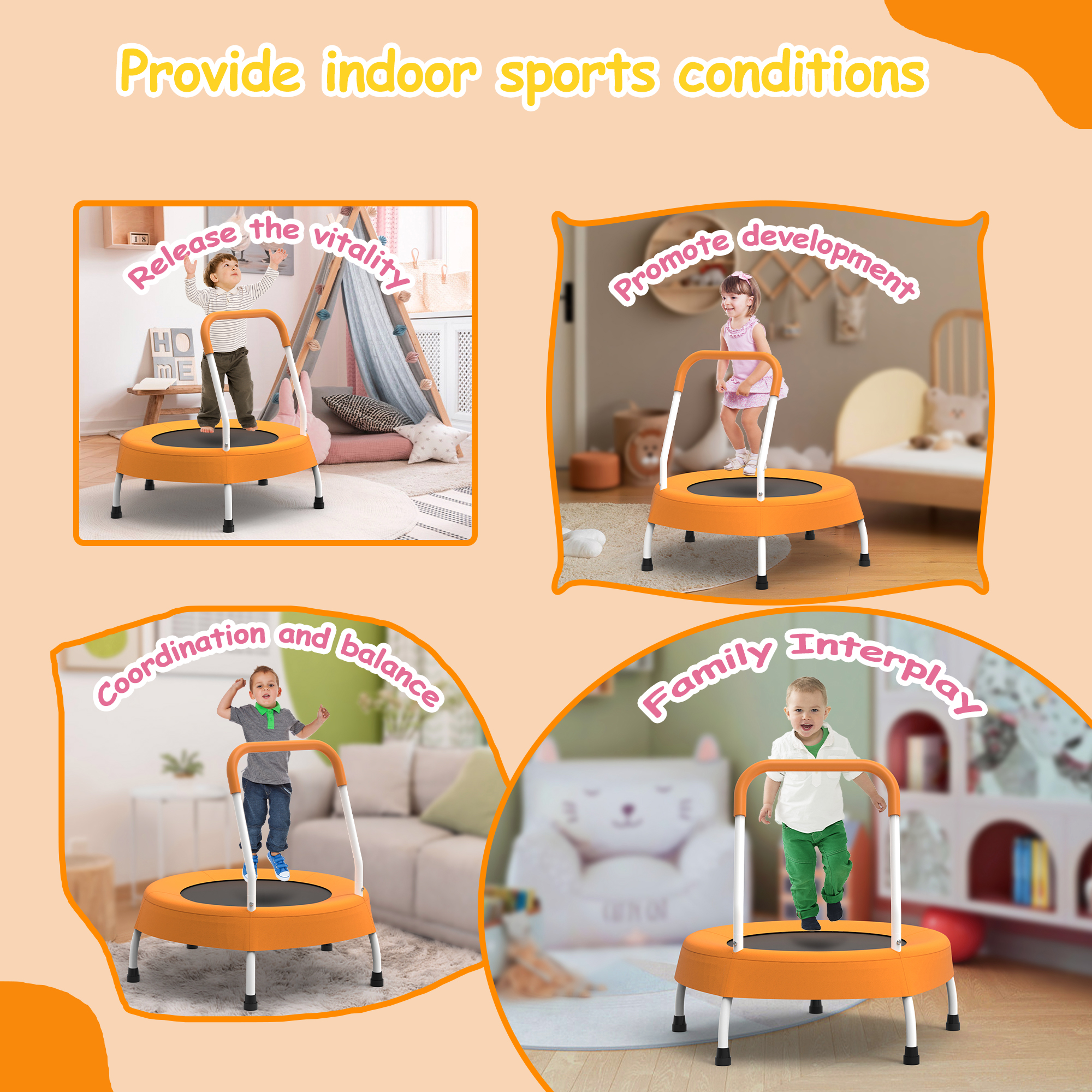 Toddler Trampoline for Kids 1 Year Plus with Handle, Baby Gifts for Boys and Girls, Indoor and Outdoor - Image 6