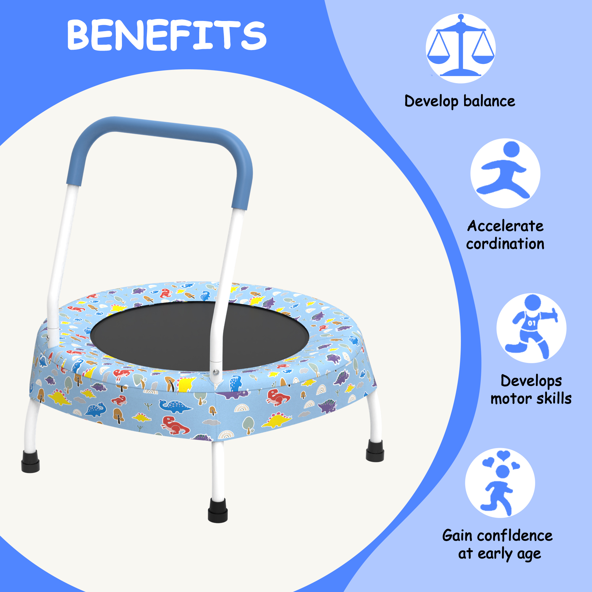Toddler Trampoline for Kids 1 Year Plus with Handle, Baby Gifts for Boys and Girls, Indoor and Outdoor - Image 6