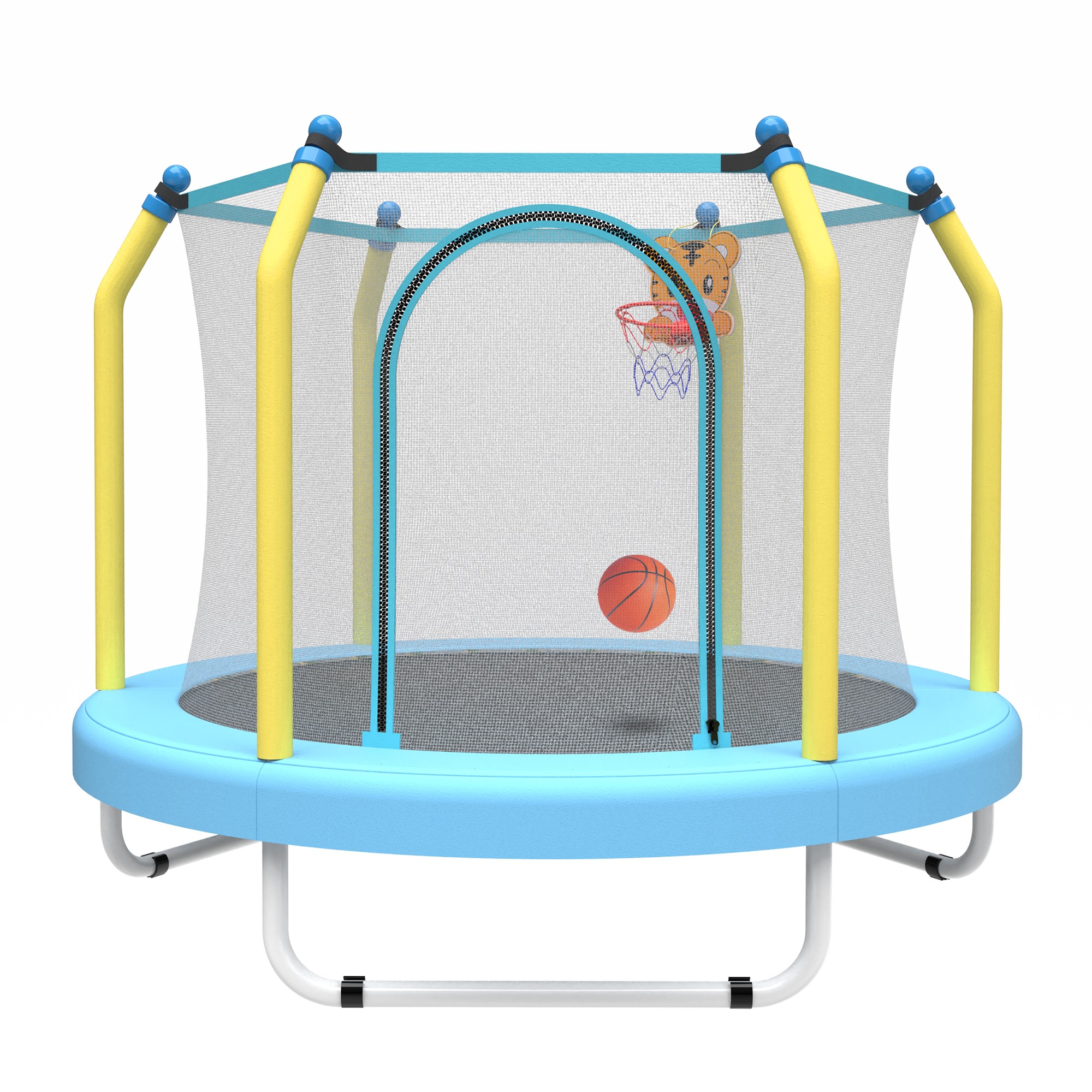 55-inch Trampoline for Kids Indoor & Outdoor Small Toddler Trampoline with Basketball Hoop - Image 2