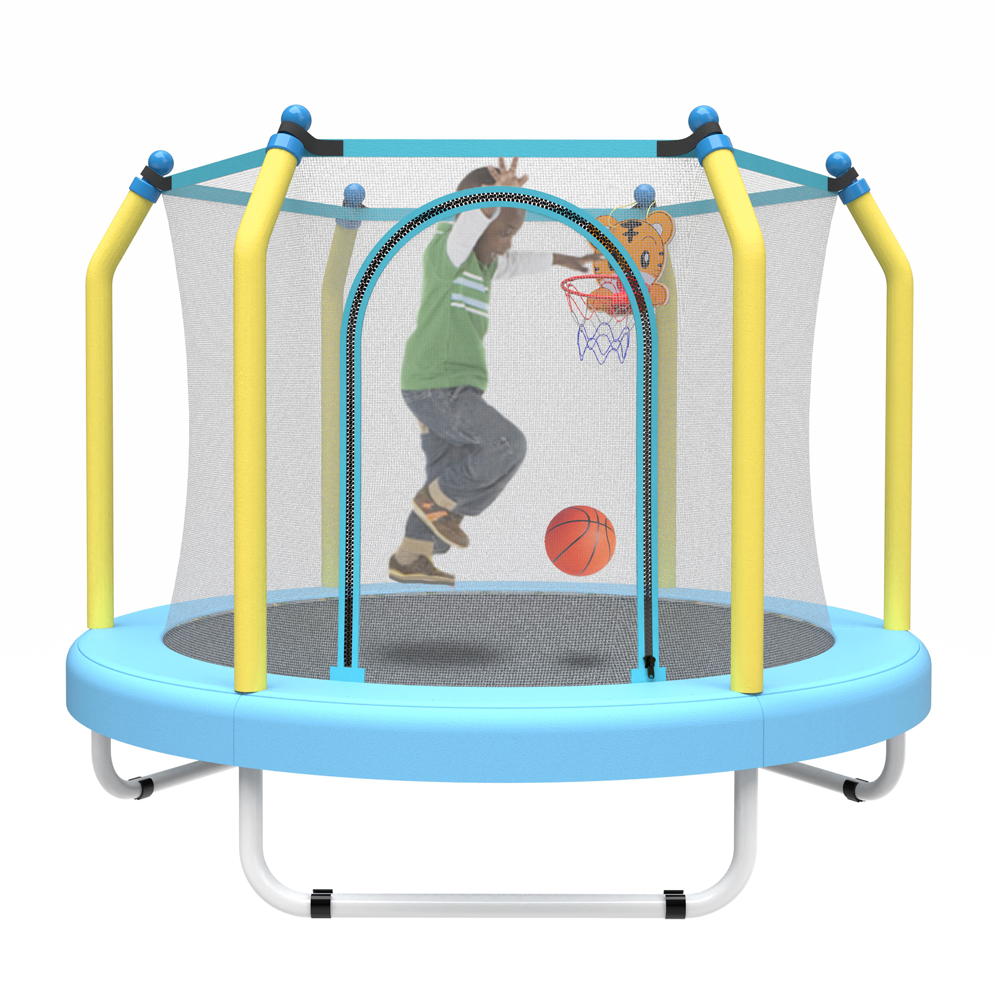 55-inch Trampoline for Kids Indoor & Outdoor Small Toddler Trampoline with Basketball Hoop - Image 3