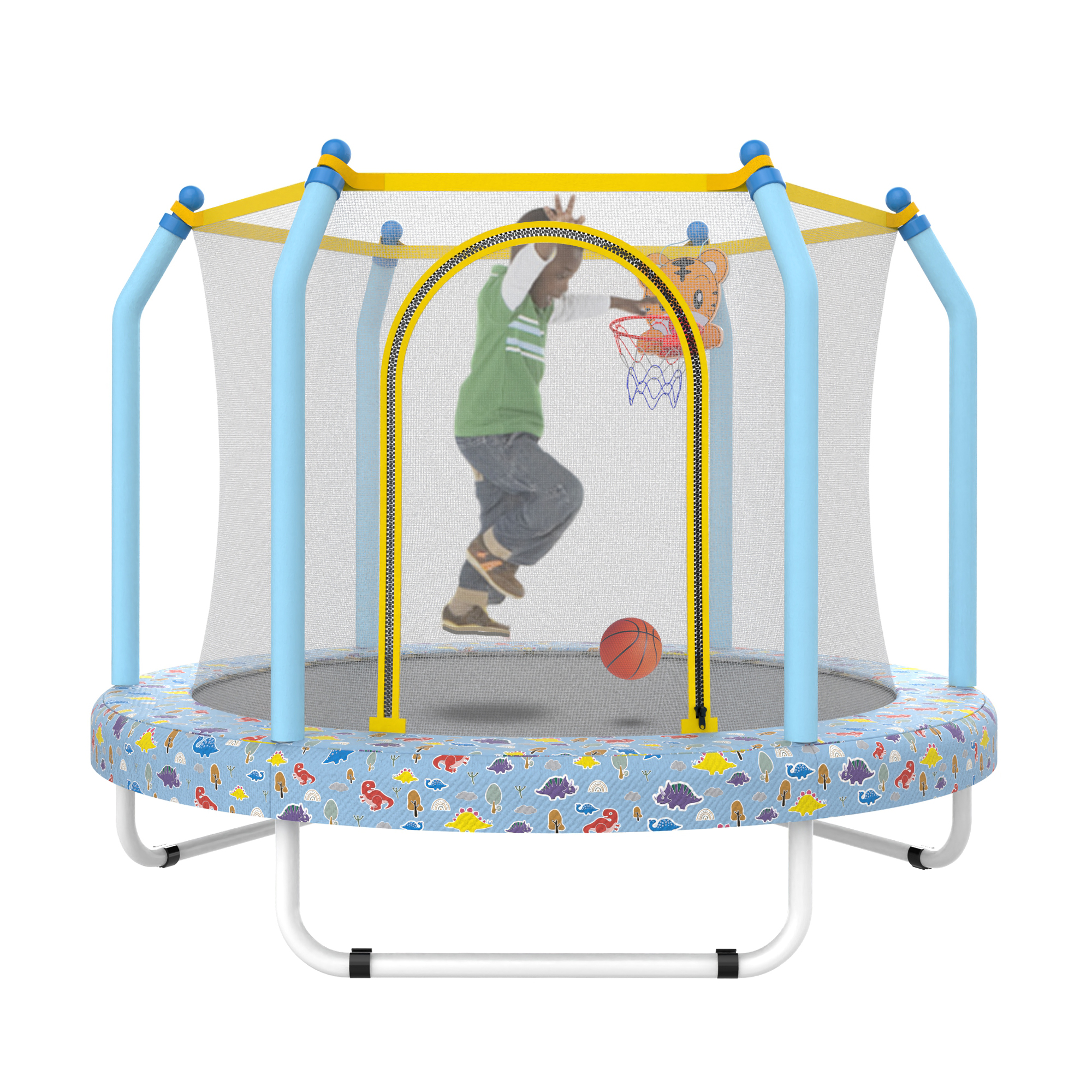 55-inch Trampoline for Kids Indoor & Outdoor Small Toddler Trampoline with Basketball Hoop - Image 3