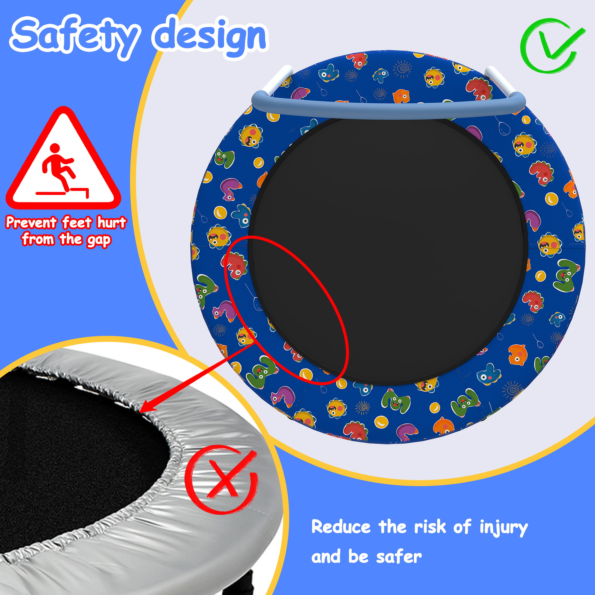 36inch Mini Trampoline for Kids Ages 1-6 Indoor Outdoor Trampoline with Handle Fun for Kids - Image 5