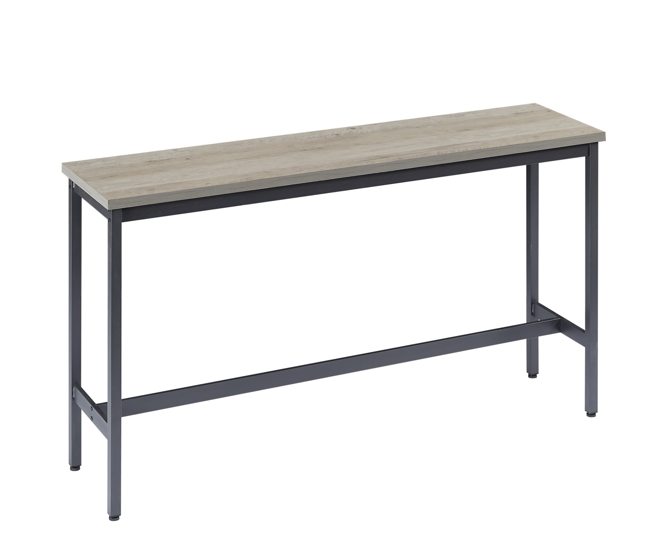 Long Bar Table Set with 3 PU Upholstered Bar Stools, Industrial Bar Table and Chairs for Kitchen Breakfast Table, Living Room, Banquet Hall, Rustic Gray and Black, 63″L x15.7"W x 37.5"H - Image 6