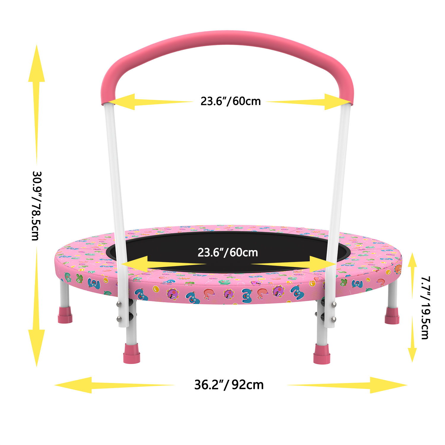 36inch Mini Trampoline for Kids Ages 1-6 Indoor Outdoor Trampoline with Handle Fun for Kids - Image 5