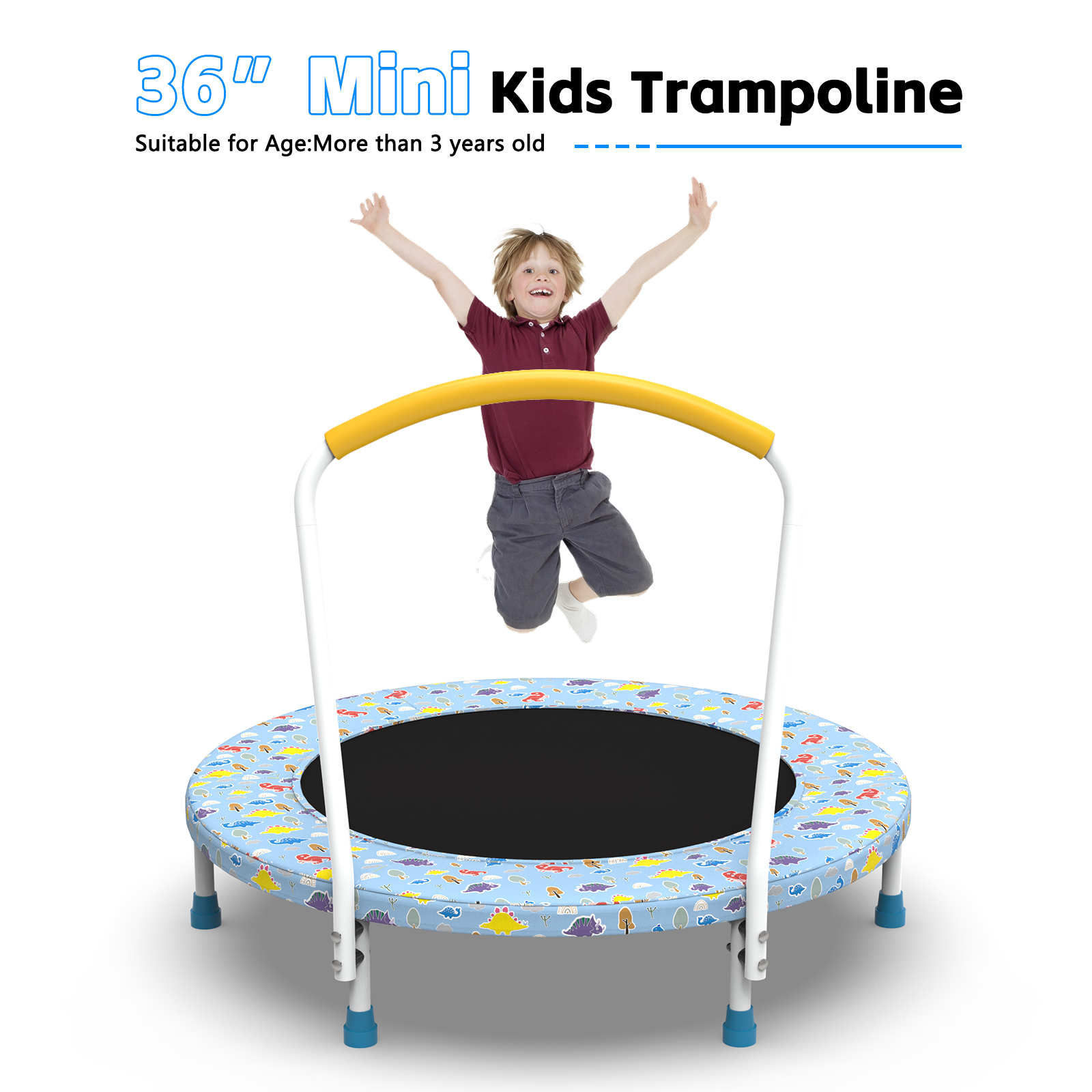 36inch Mini Trampoline for Kids Ages 1-6 Indoor Outdoor Trampoline with Handle Fun for Kids - Image 2