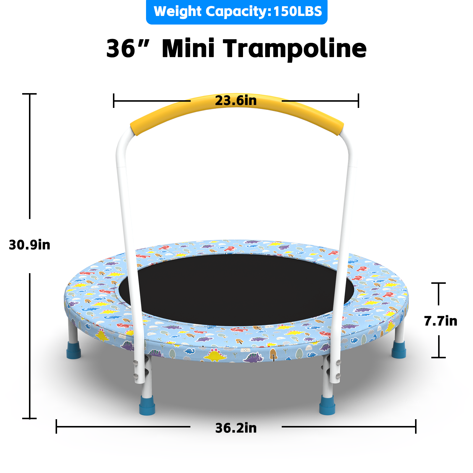 36inch Mini Trampoline for Kids Ages 1-6 Indoor Outdoor Trampoline with Handle Fun for Kids - Image 6