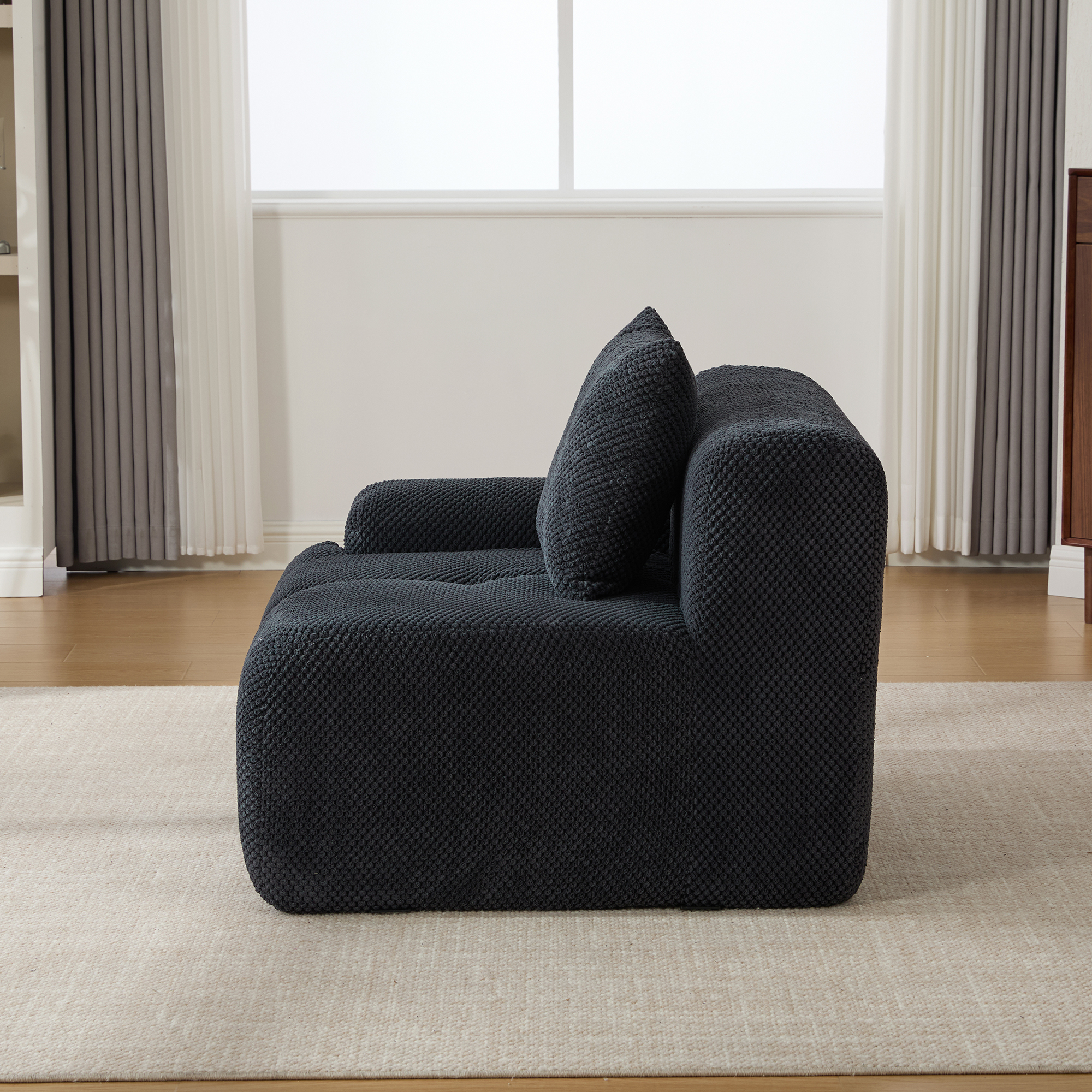 73" Modern Modular Sectional Sofa Loveseat, 2 Seater Tufted Comfy Cloud Tufted Floor Convertible Couch with 2 Pillows, Boneless Conversion Sofa for Living Room,Office, Apartment,Guestroom, Charcoal - Image 6