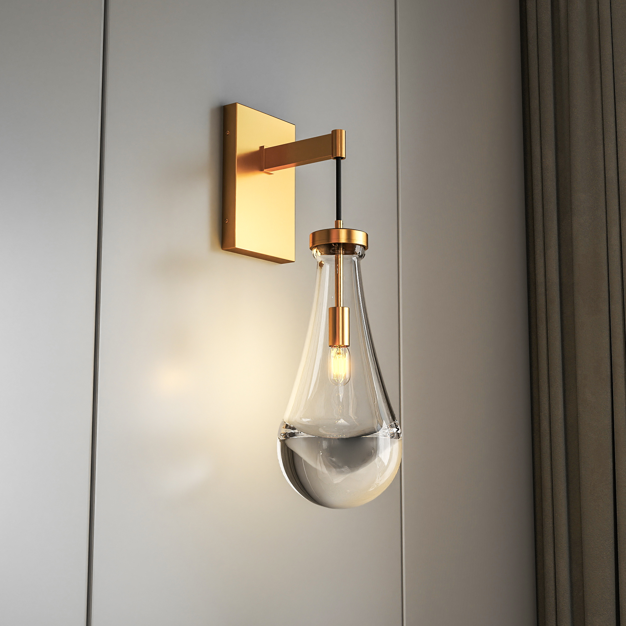 Wall Sconces Set of Two, Brass Modern Raindrop Glass Sconces Wall Lighting, Gold Wall Light Fixtures Indoor Wall Light, Vanity Light Fixture Wall Lamp for Living Room, Bathroom - Image 4