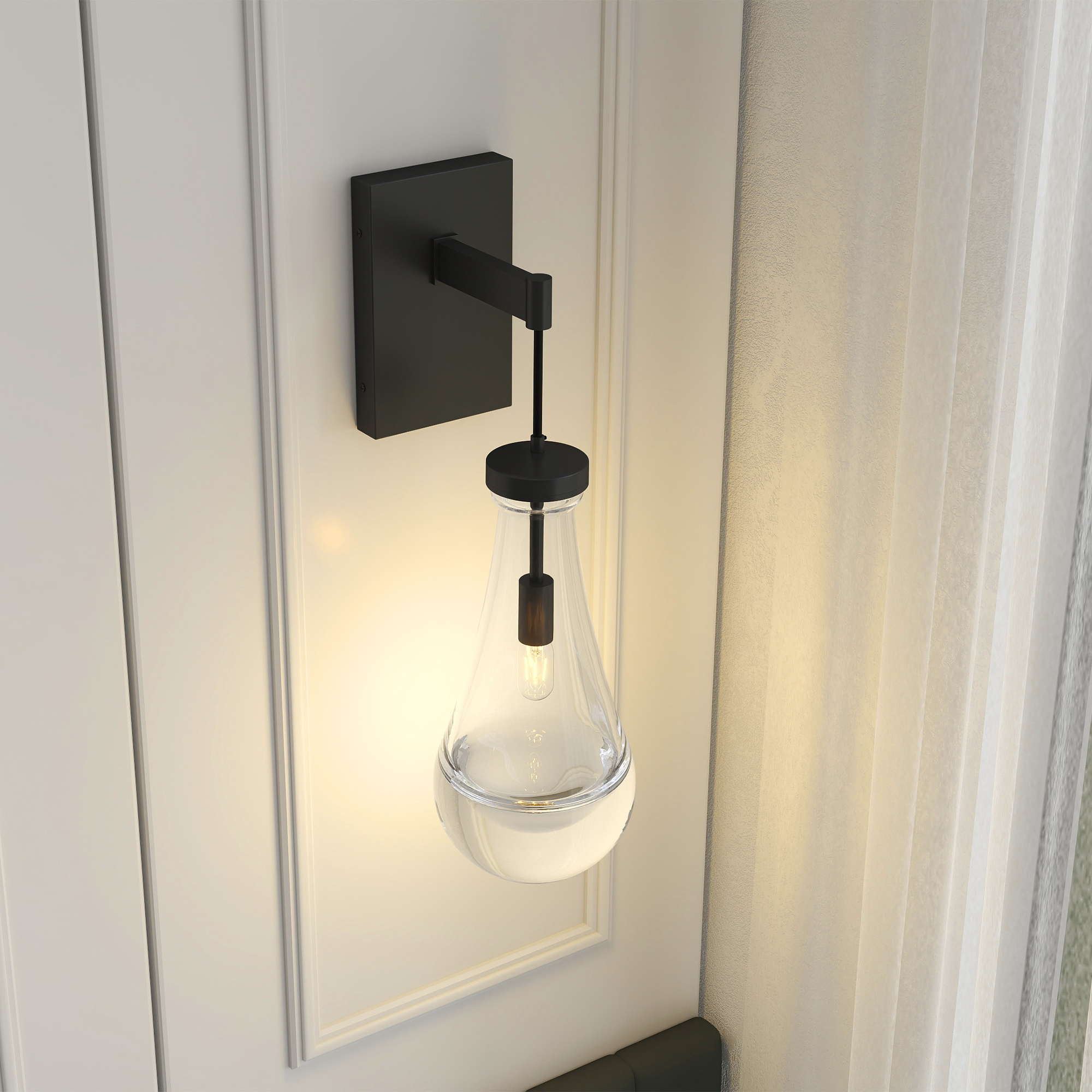 Wall Sconces, Black Wall Sconces Modern Bathroom Lights, Sconces Wall Lighting with Clear Glass, Wall Mounted Light Wall Lamp for Living Room Hallway Reception Desk - Image 2