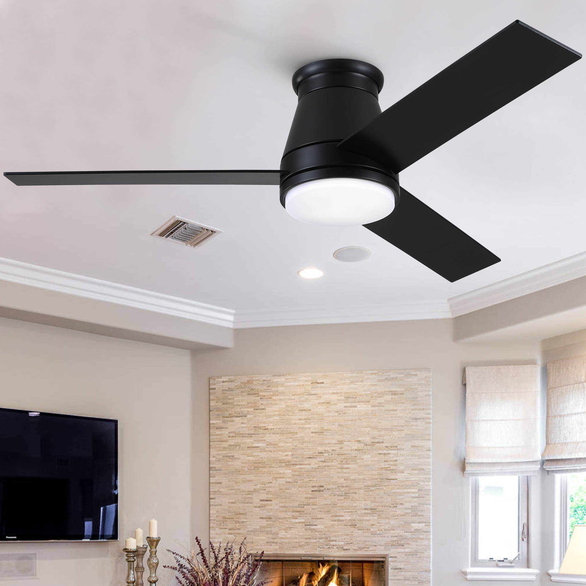48" Black Lowe Profile Ceiling Fan with Light - Image 2