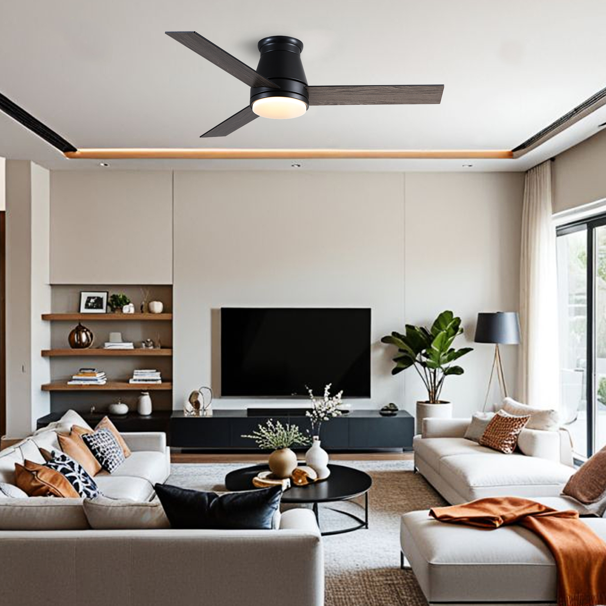 48" Black Lowe Profile Ceiling Fan with Light - Image 4