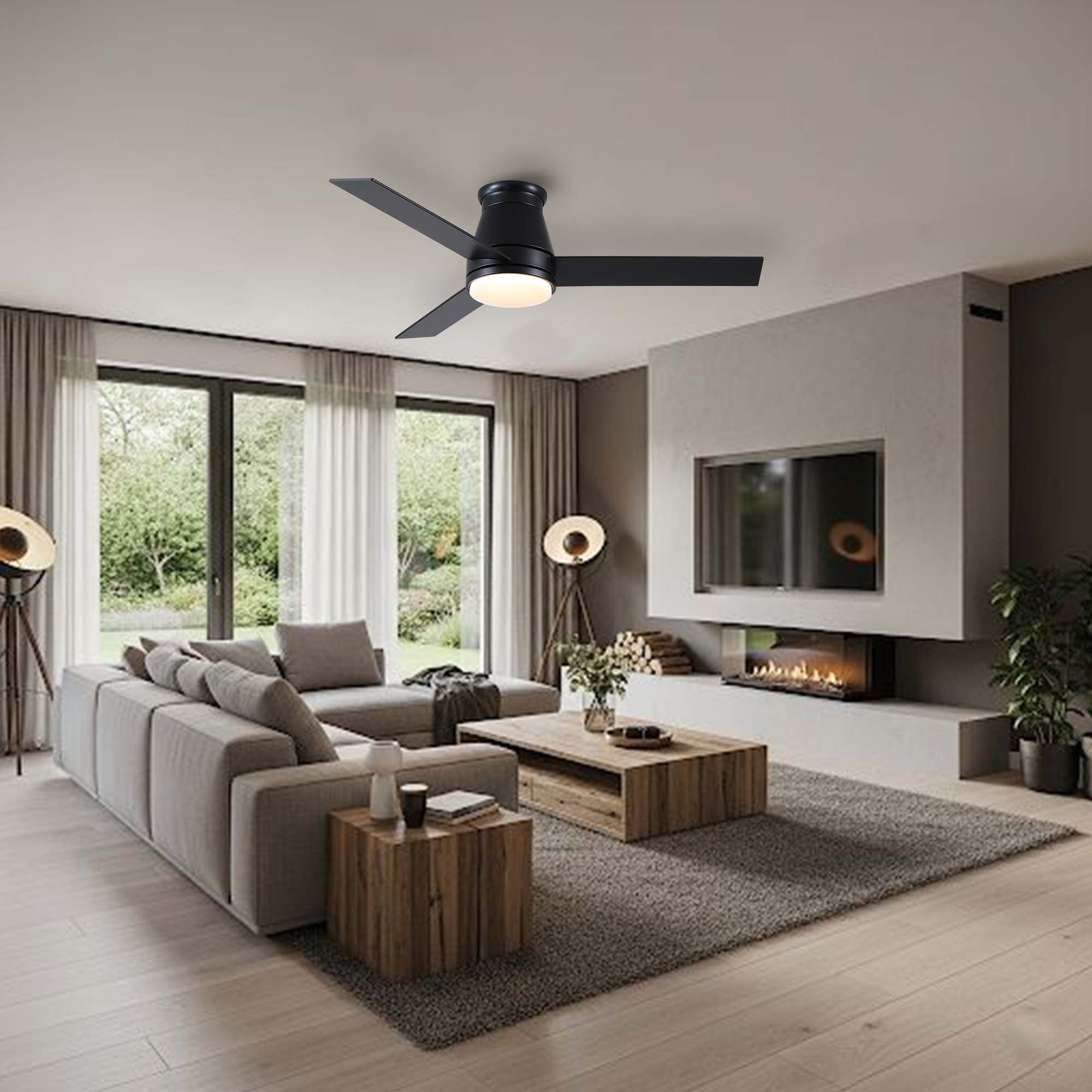 48" Black Lowe Profile Ceiling Fan with Light - Image 5