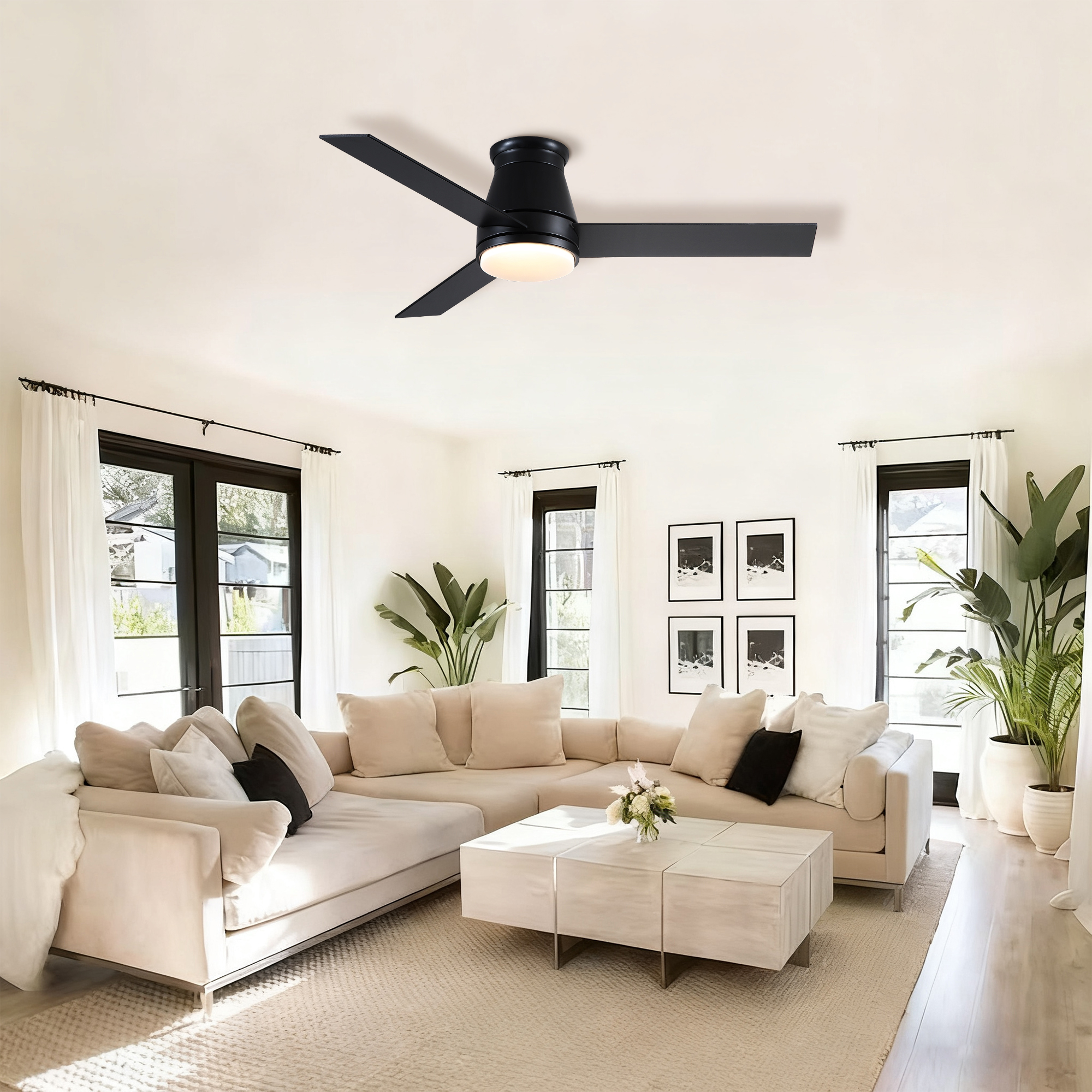 48" Black Lowe Profile Ceiling Fan with Light - Image 6