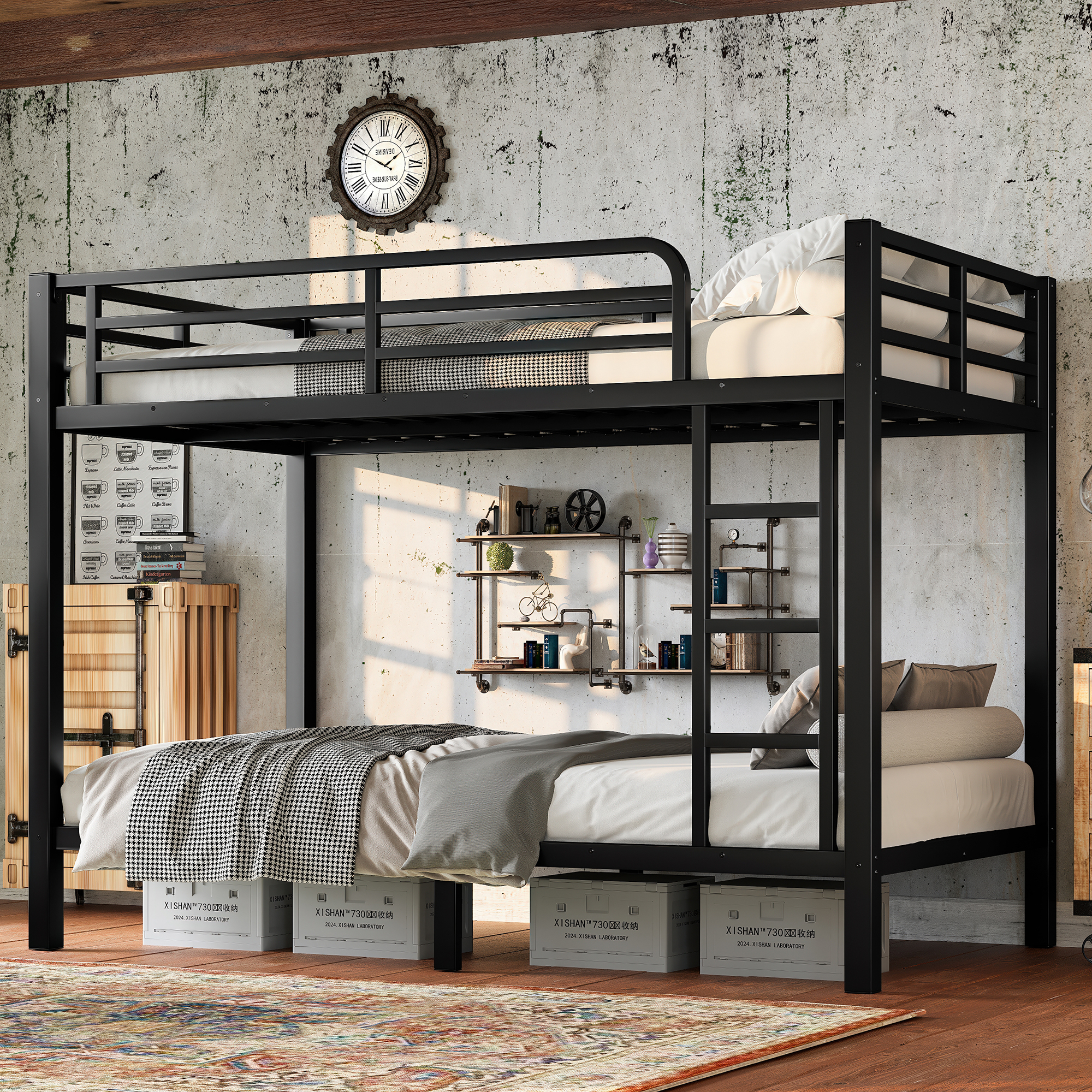 Metal Twin over Twin Bunk Bed for Teens and Adults,Space-Saving/Noise Reduced/No Box Spring Needed, Black - Image 2