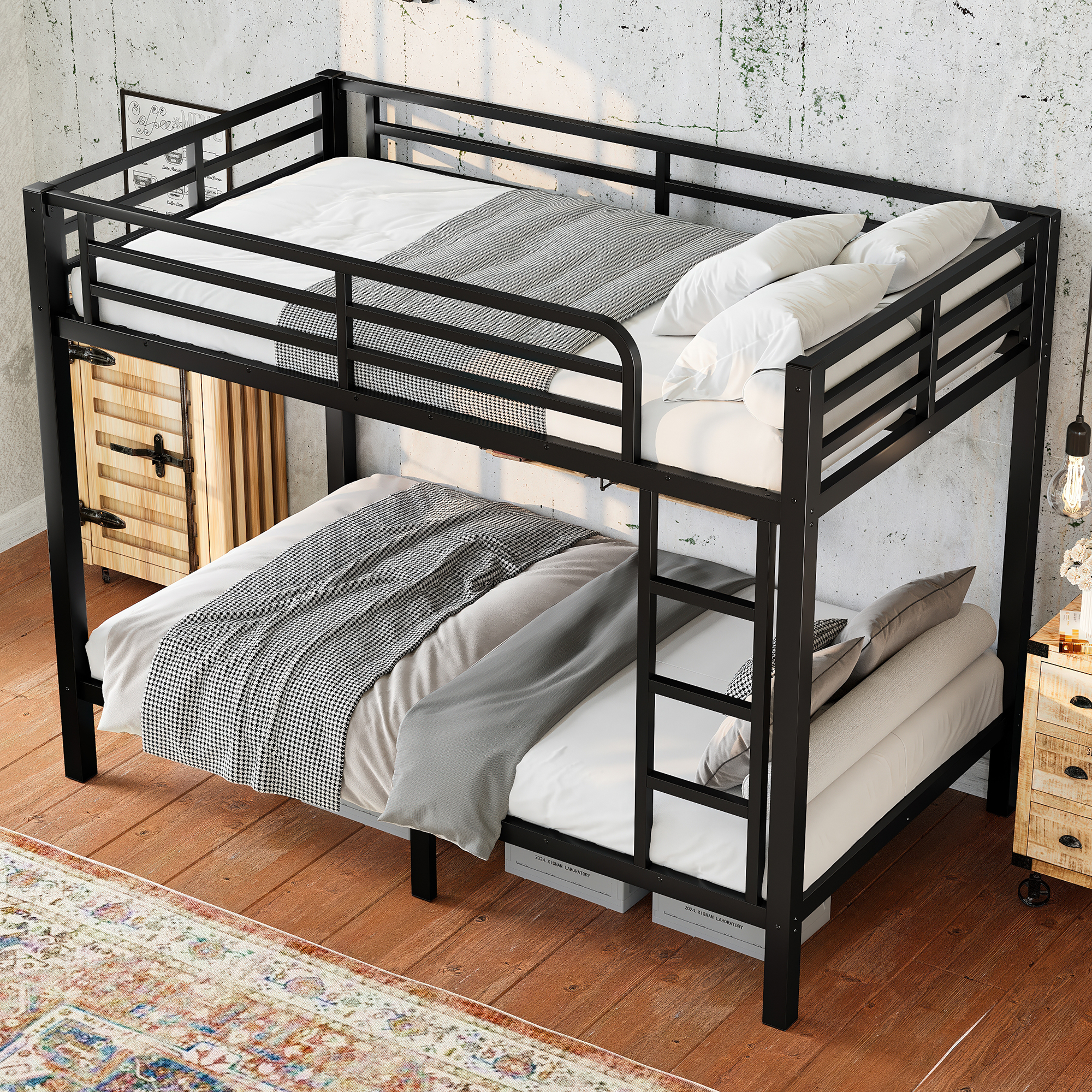 Metal Twin over Twin Bunk Bed for Teens and Adults,Space-Saving/Noise Reduced/No Box Spring Needed, Black - Image 3