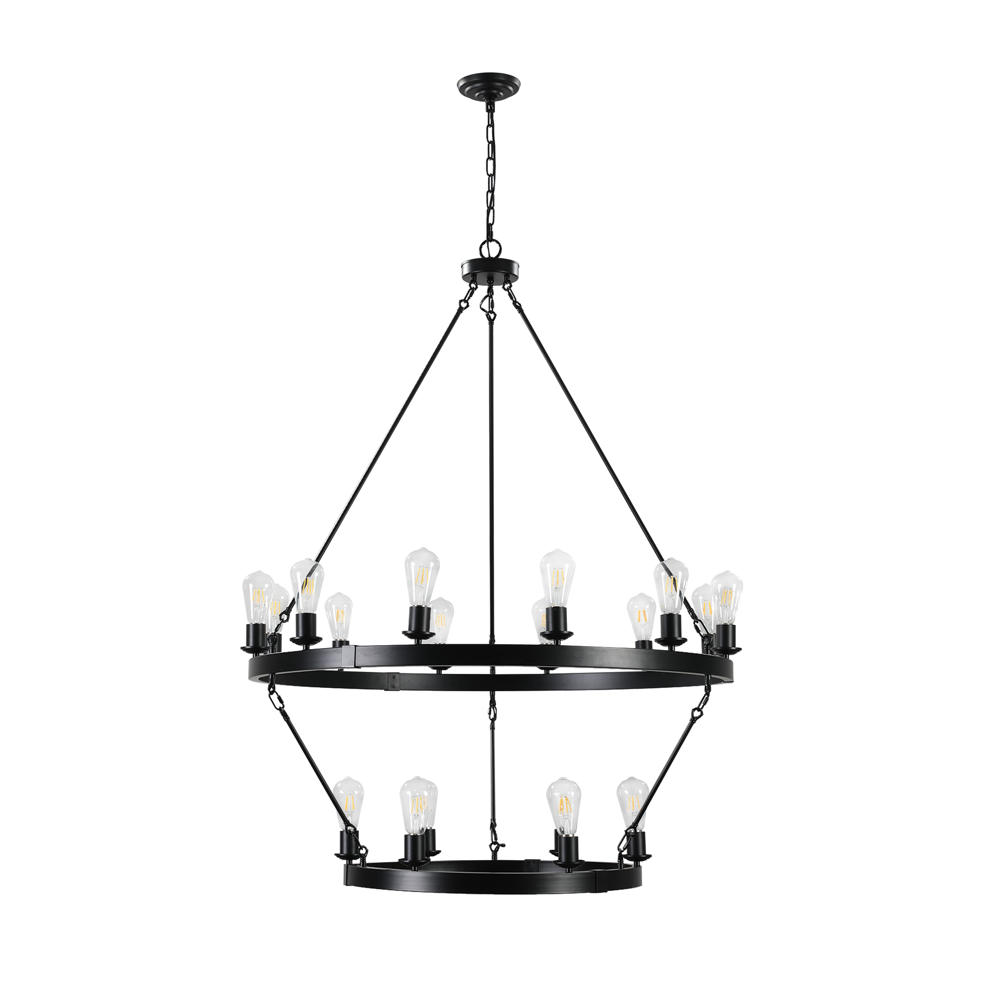 (NEW SKU:W1340P206659) Retro style Large 2-Tier circular ceiling Ironwork chandelier - Image 6