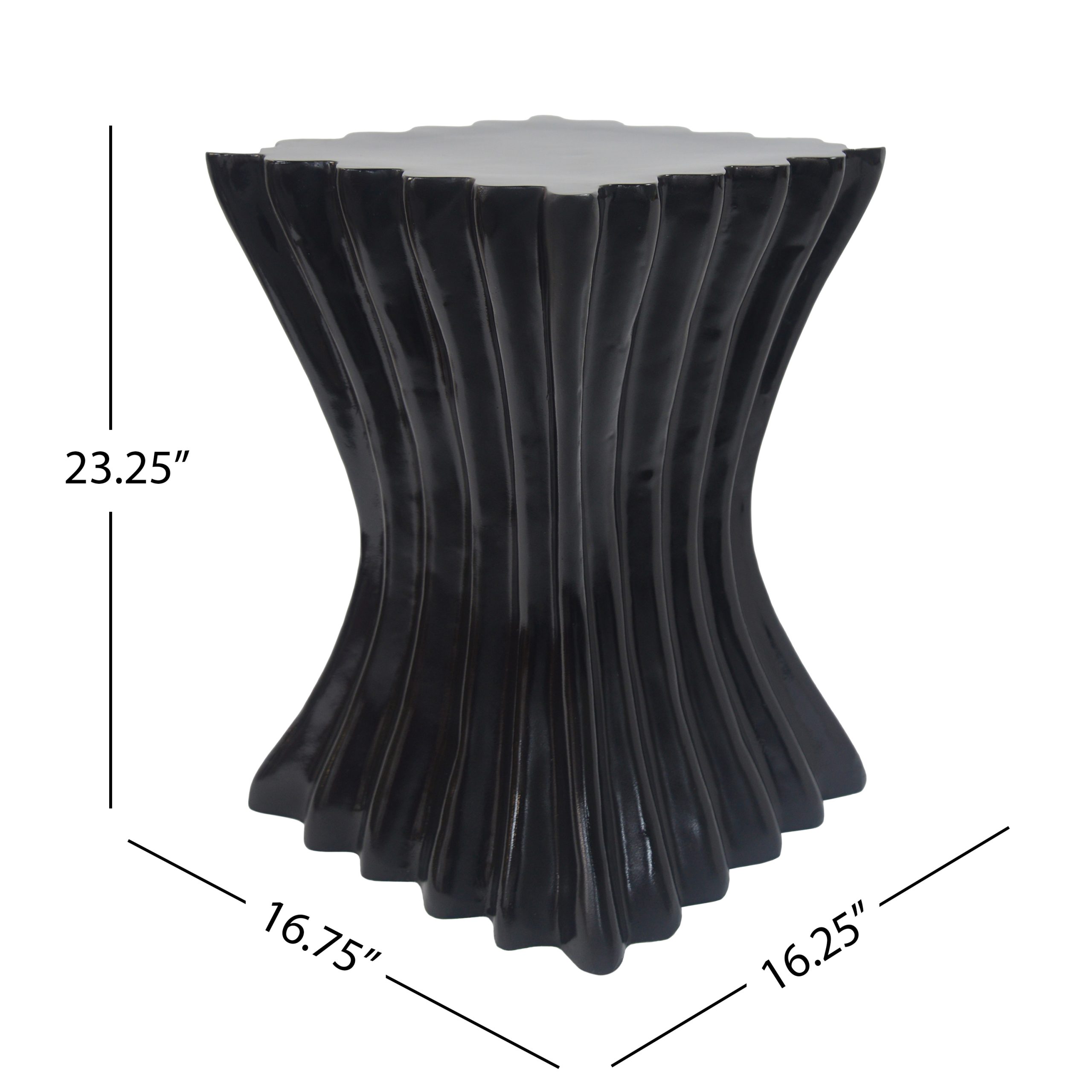 Outdoor Side Table,Wave Design End Table,Decorative Accent Table,Lightweight Concrete Patio Garden Stool Table for Patio Balcony Beach Pool Side,Black Color - Image 2