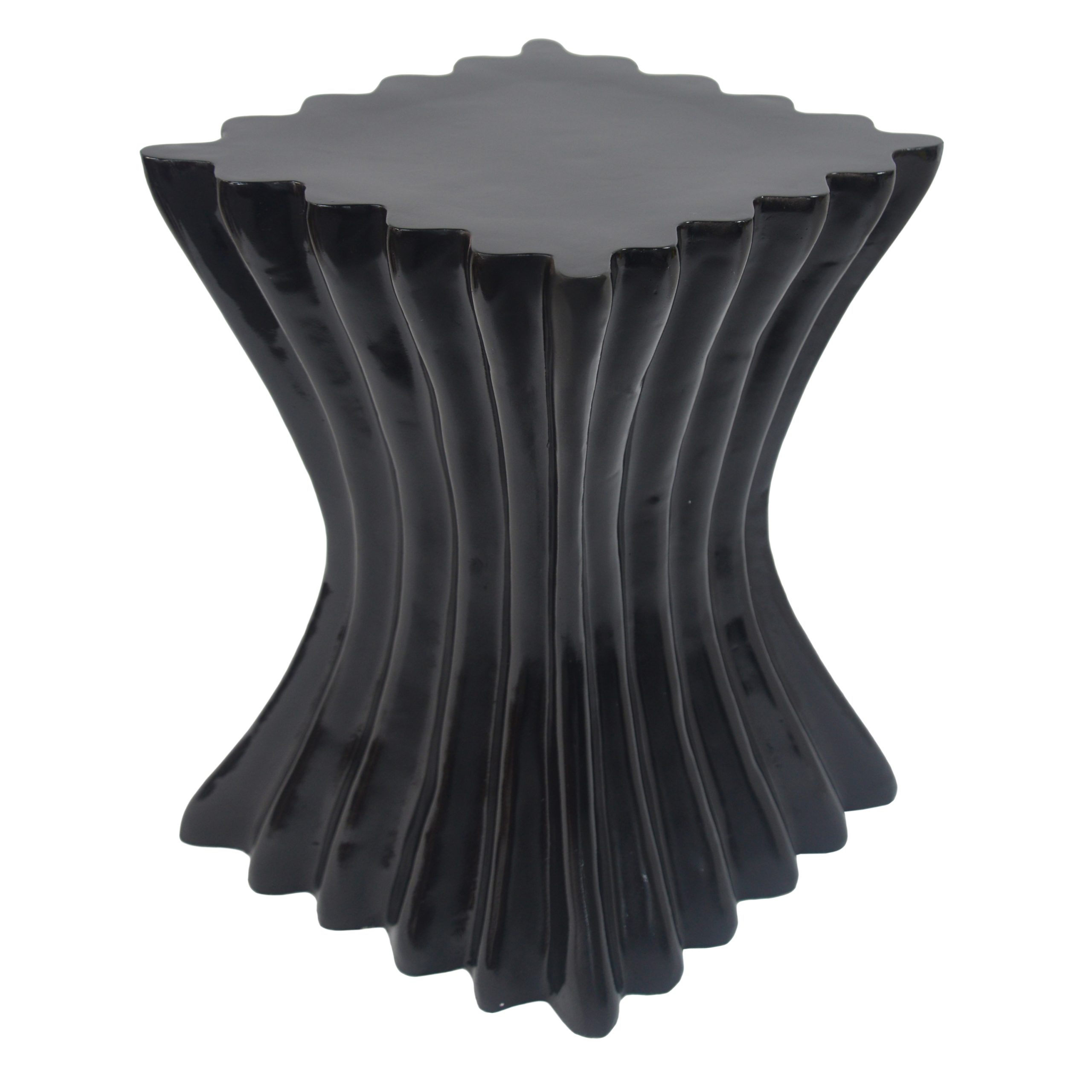 Outdoor Side Table,Wave Design End Table,Decorative Accent Table,Lightweight Concrete Patio Garden Stool Table for Patio Balcony Beach Pool Side,Black Color - Image 4