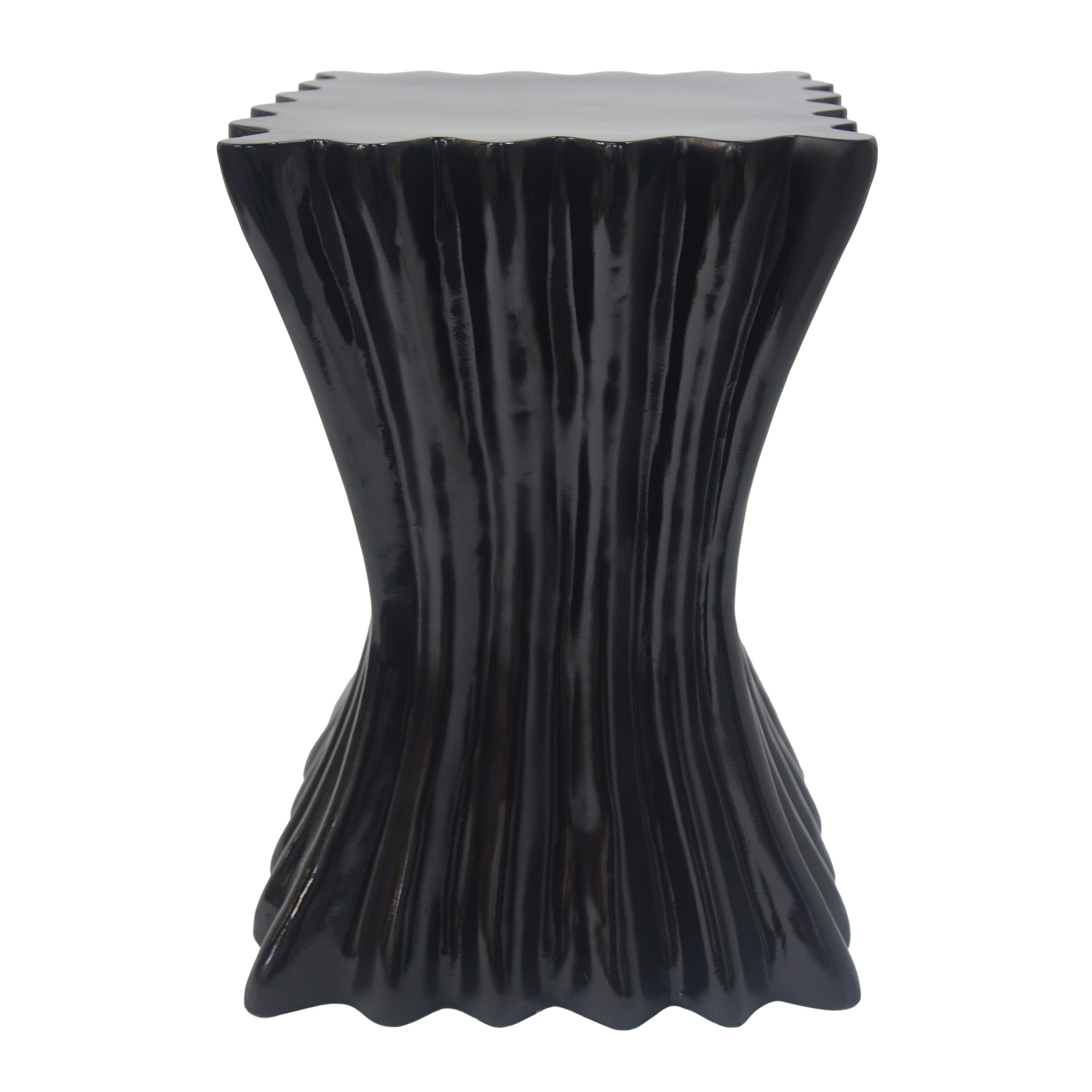 Outdoor Side Table,Wave Design End Table,Decorative Accent Table,Lightweight Concrete Patio Garden Stool Table for Patio Balcony Beach Pool Side,Black Color - Image 5