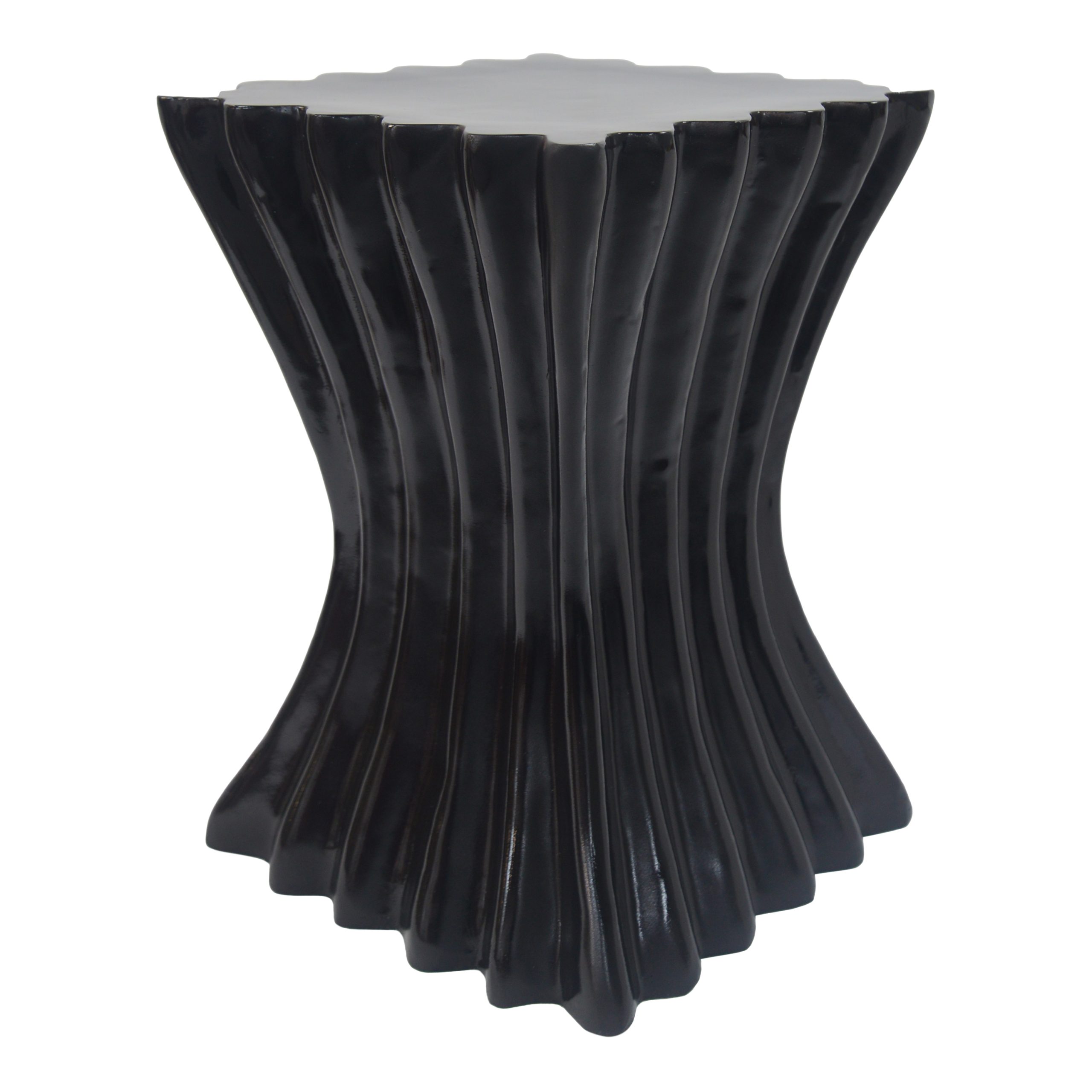 Outdoor Side Table,Wave Design End Table,Decorative Accent Table,Lightweight Concrete Patio Garden Stool Table for Patio Balcony Beach Pool Side,Black Color - Image 6