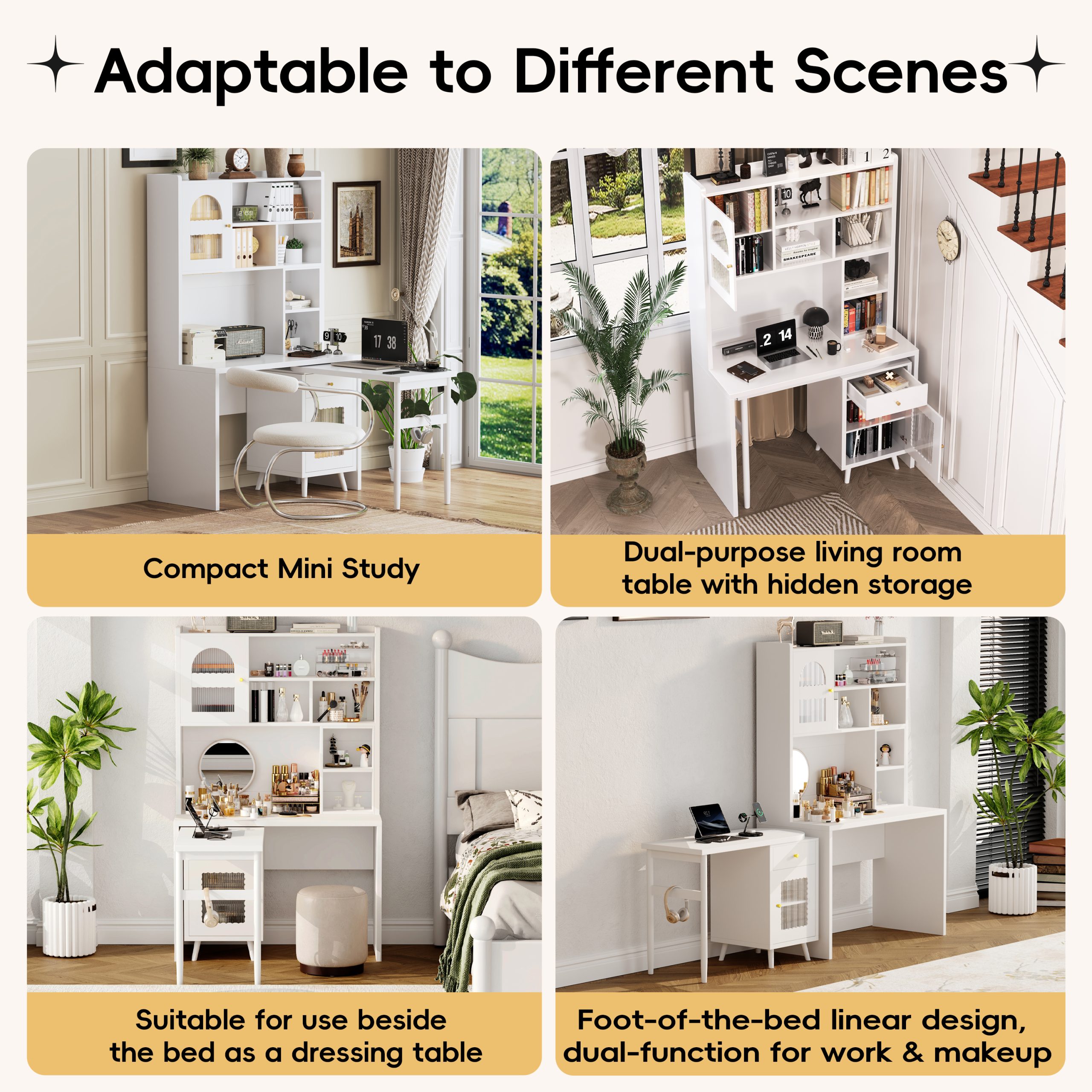 Computer Desk with 90 Degree Rotating Desktop, 43x70 Inch Office Desk with Storage Drawer and Cabinets, Gaming Desk with Shelves, Writing Desk for Study, Work Desk for Home (Old SKU:N733P279101K) - Image 6