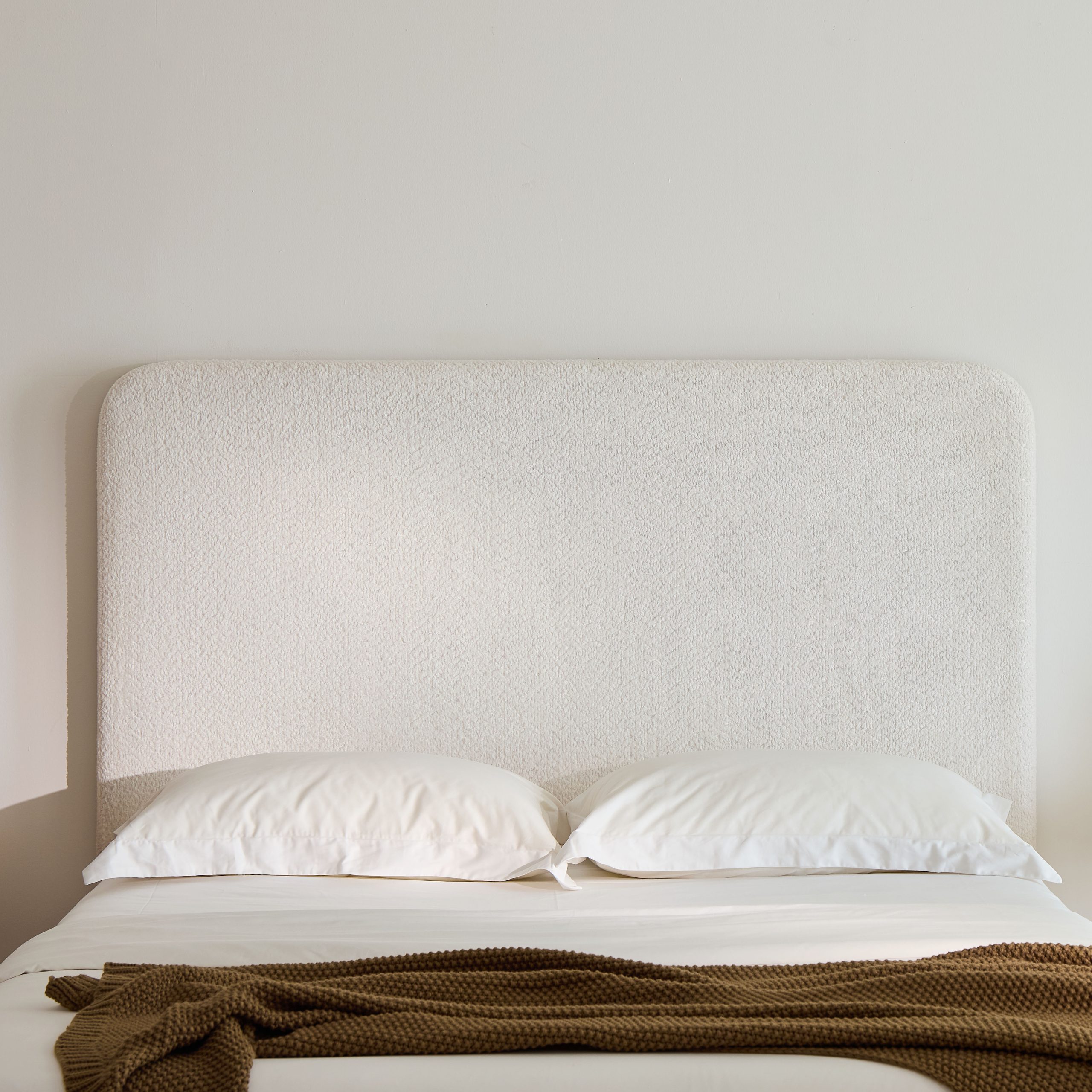 Canter Tall Headboard Upholstered Bed / 52" High Headboard / Elegant Simplicity / No Box Spring Needed / Easy Assembly / King / Pearl White Chenille - Image 4