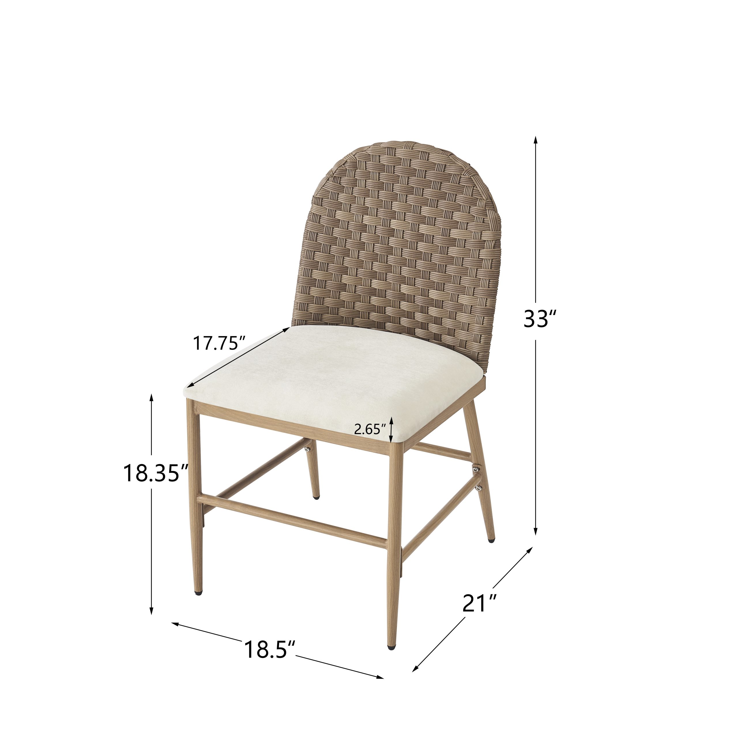 Farmhouse Dining Chairs Set of 2, Upholstered Kitchen Chairs Armless Iron Side Chair with rattan Backrest for Dining Room ,Restaurant,Brown - Image 4