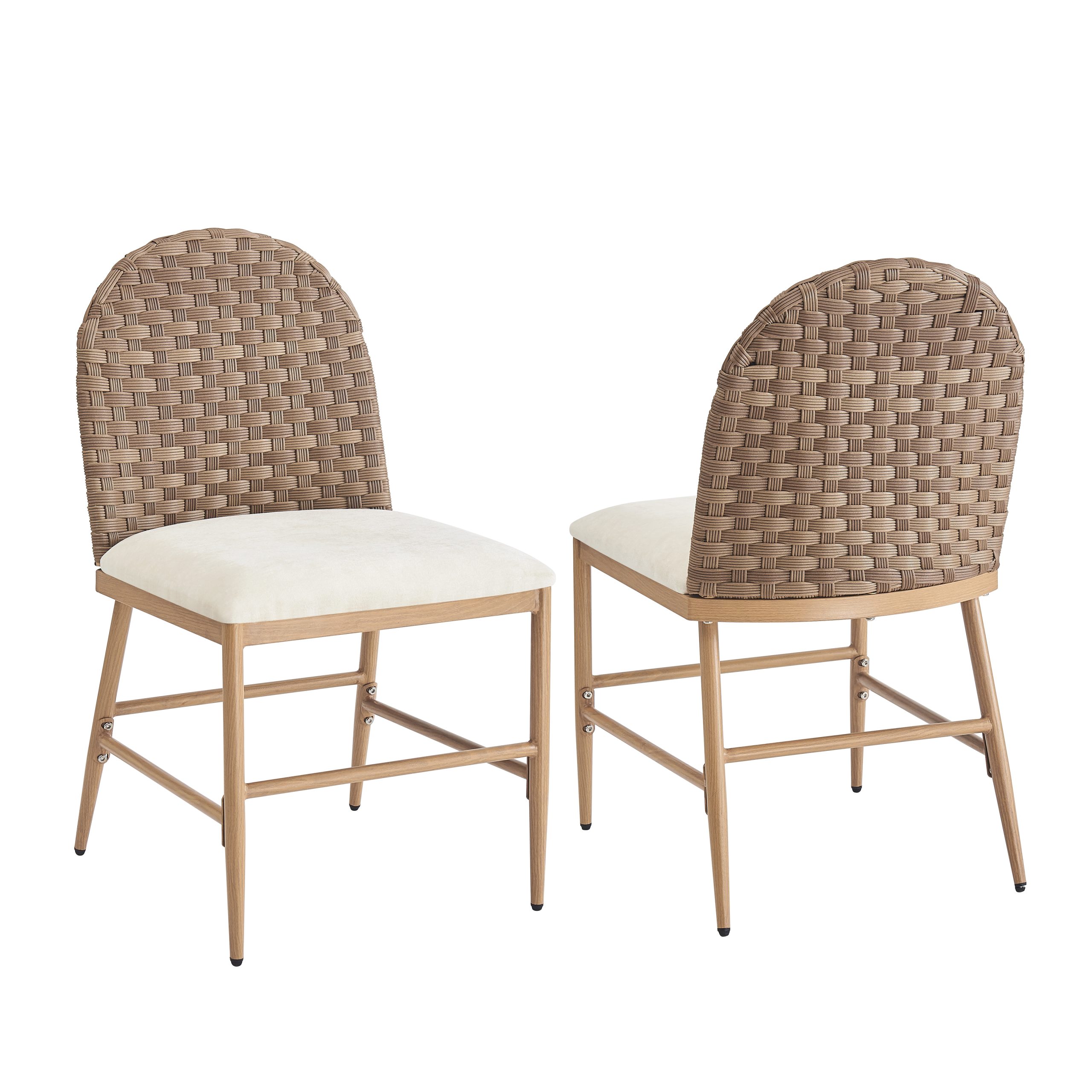 Farmhouse Dining Chairs Set of 2, Upholstered Kitchen Chairs Armless Iron Side Chair with rattan Backrest for Dining Room ,Restaurant,Brown - Image 5