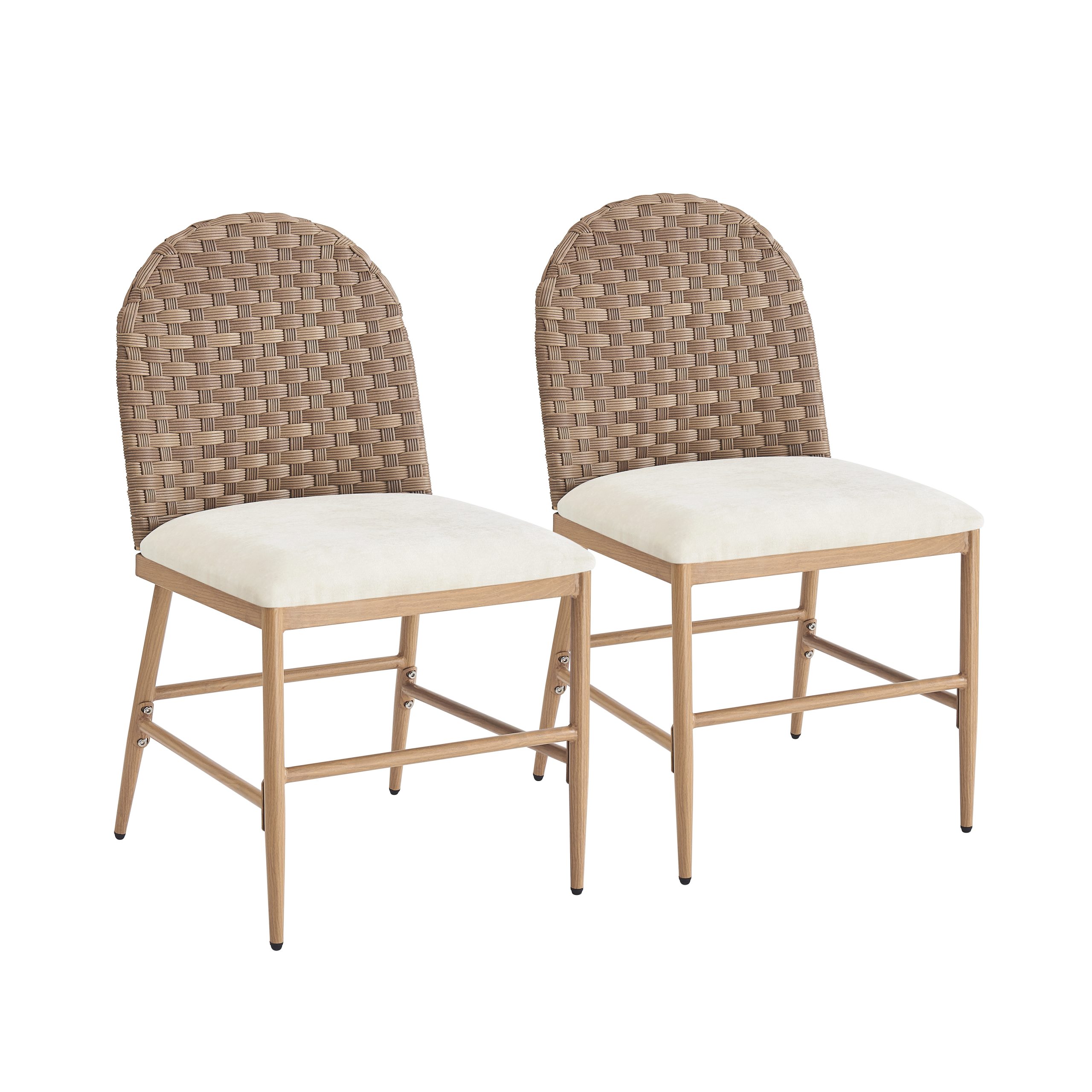 Farmhouse Dining Chairs Set of 2, Upholstered Kitchen Chairs Armless Iron Side Chair with rattan Backrest for Dining Room ,Restaurant,Brown - Image 6