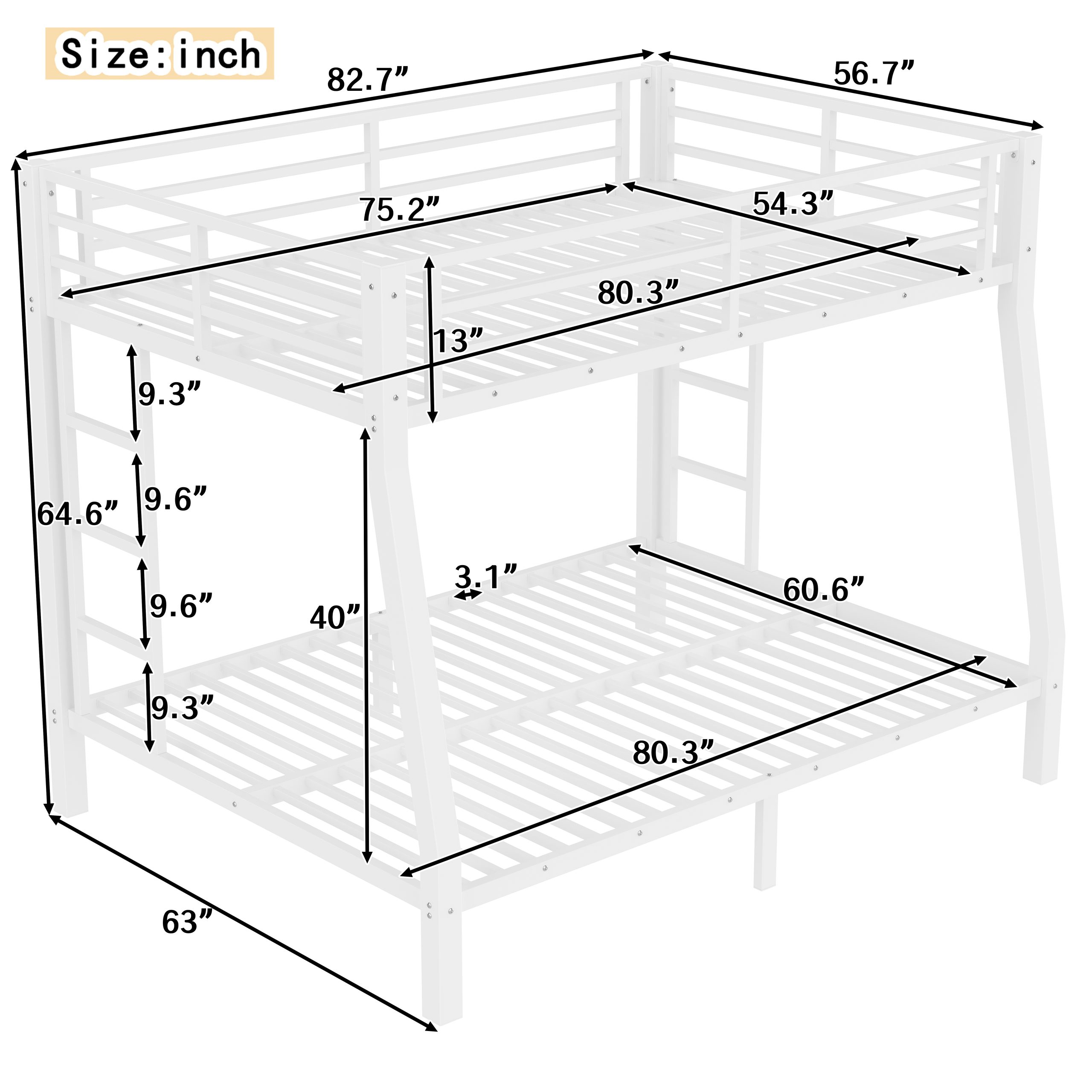 Metal Full XL over Queen Bunk Bed for Teens and Adults,Space-Saving/Noise Reduced/No Box Spring Needed - Image 4