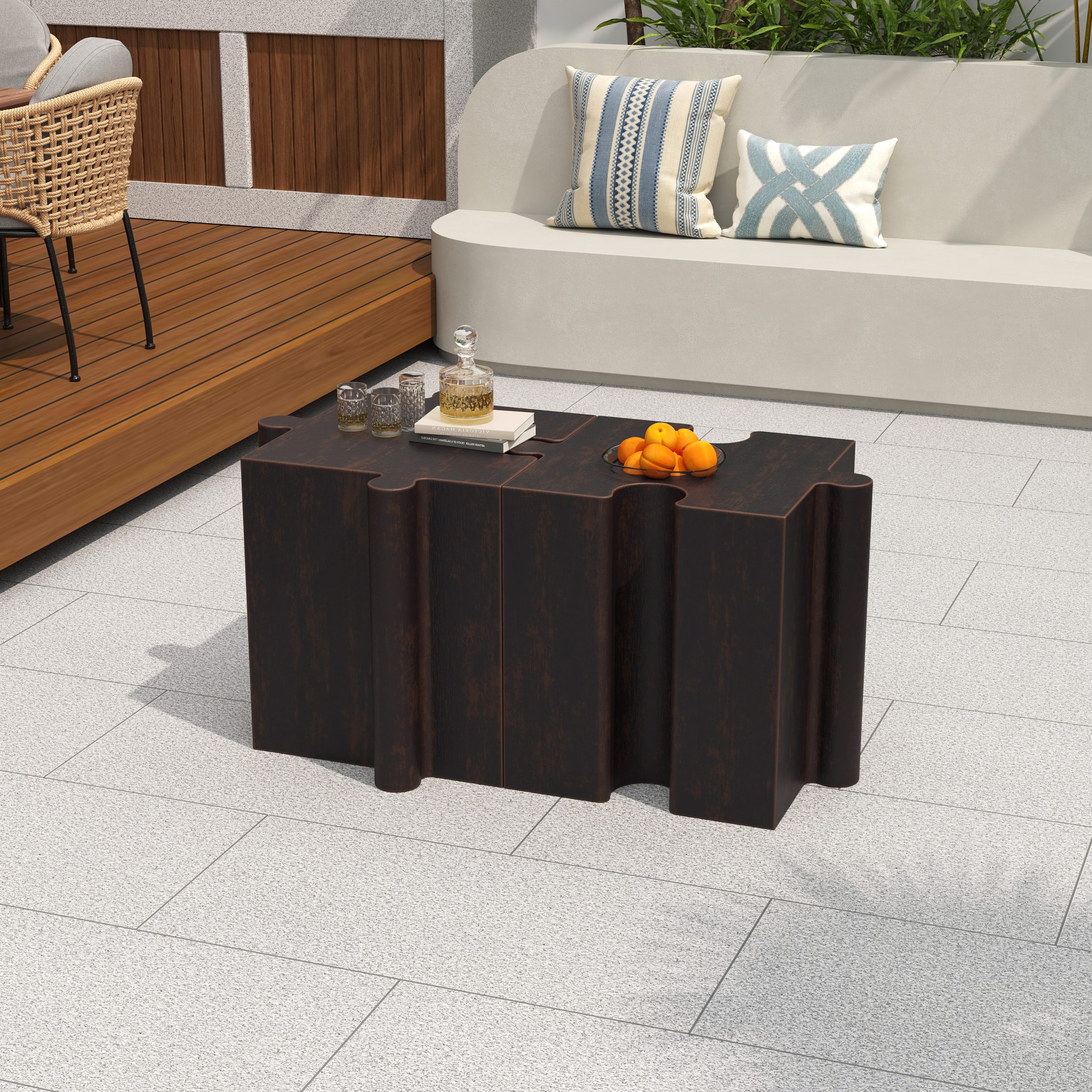Puzzle Art Side Table, Modular Convex Edge MGO Table - Buy Singles or Combine for Custom Layouts, Indoor & Outdoor,Antique Copper Color - Image 6