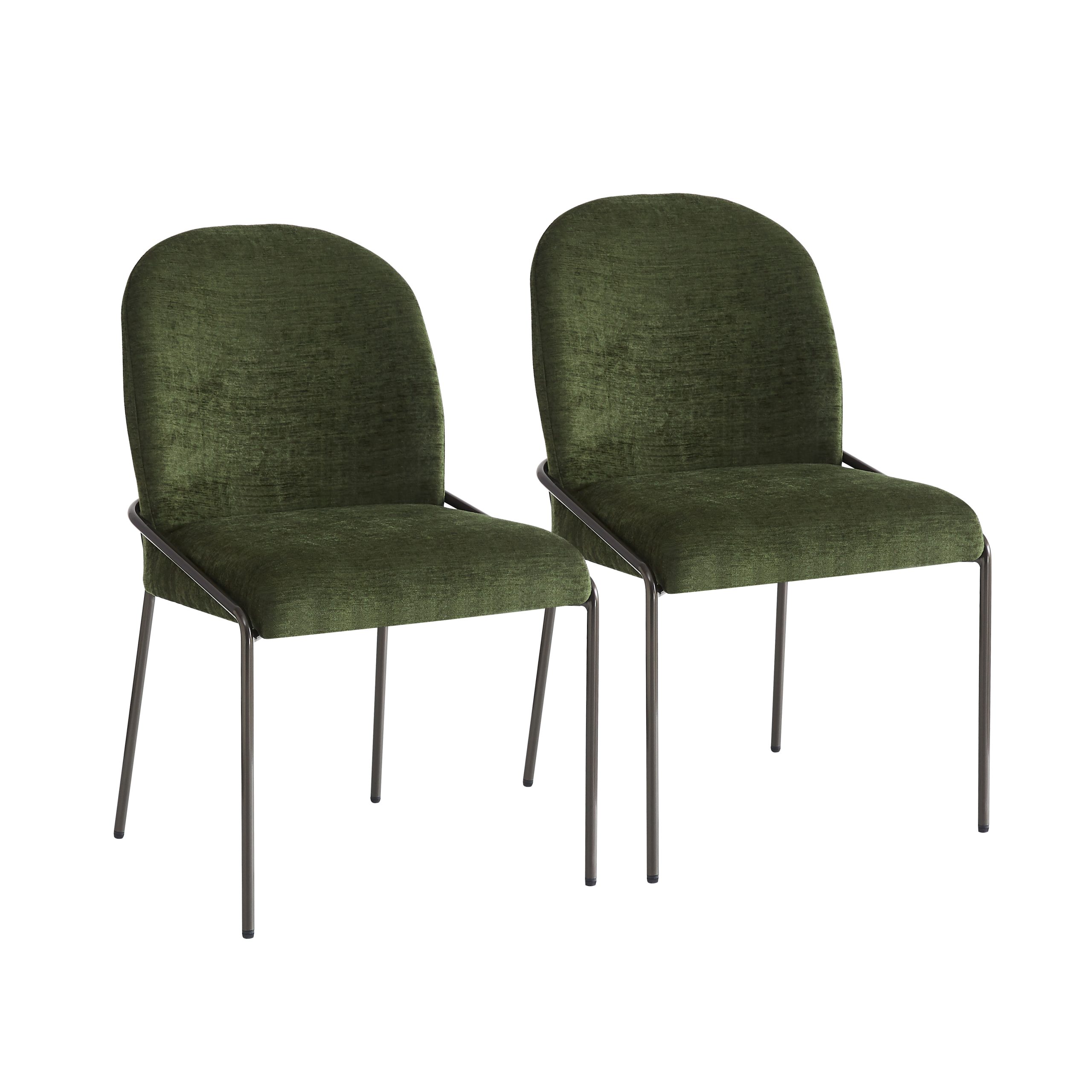 Modern Dining Chair with Soft Green Linen Textured Polyester Fabric, bronze color Iron Frame, Set of 2,Green - Image 6