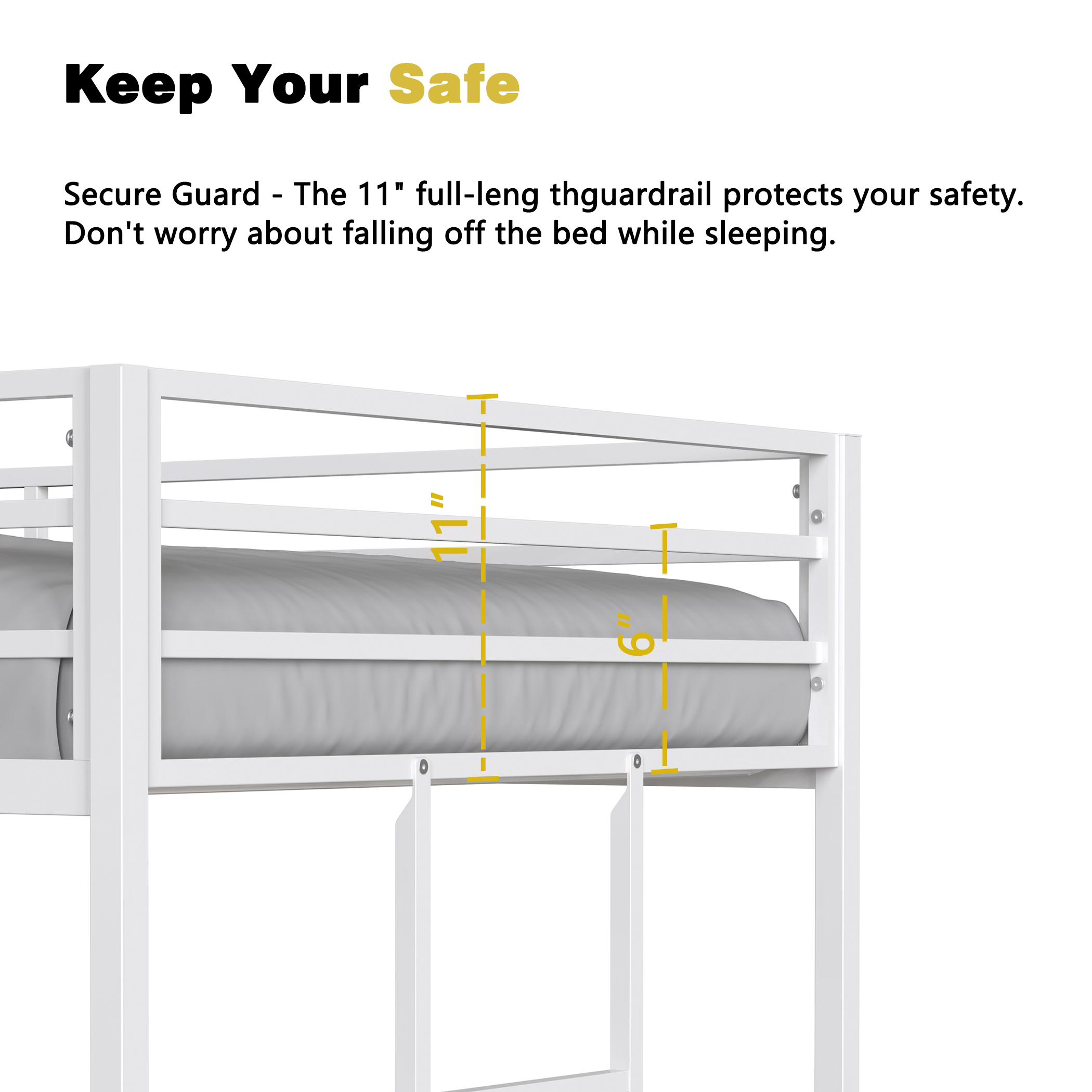 Same as B083P160613 Adam Sturdy Twin over Twin Bunk Bed Metal White for Kids and Adult, Low Profile and Easy Climbing with Stable Ladder - Image 6