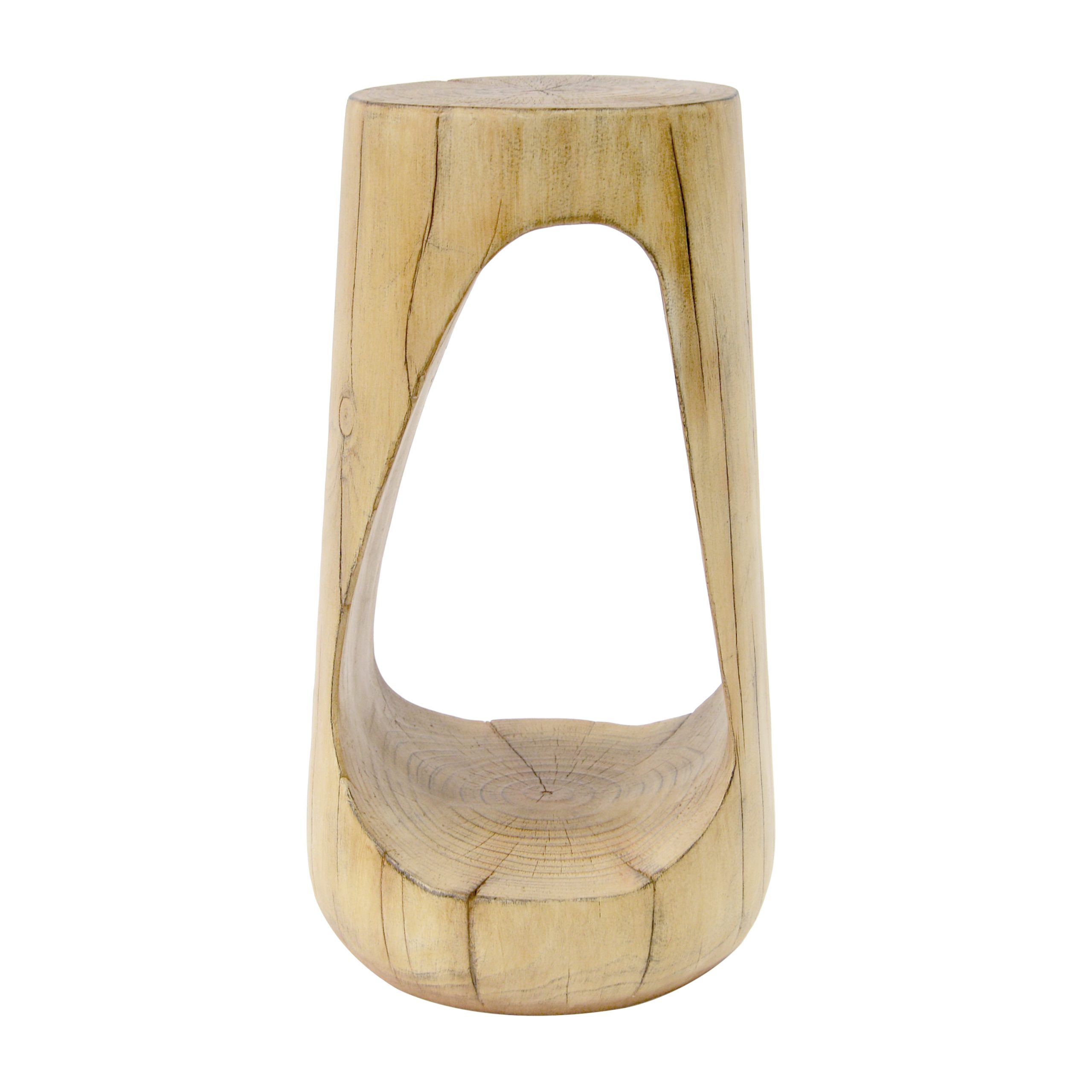 Outdoor Side Table,Hollow Design End Table,Patio Garden Stool Table,Decorative Accent Table for Patio Balcony Beach Pool Side,Lightweight Concrete,Wood Like Texture,Natural Color - Image 4