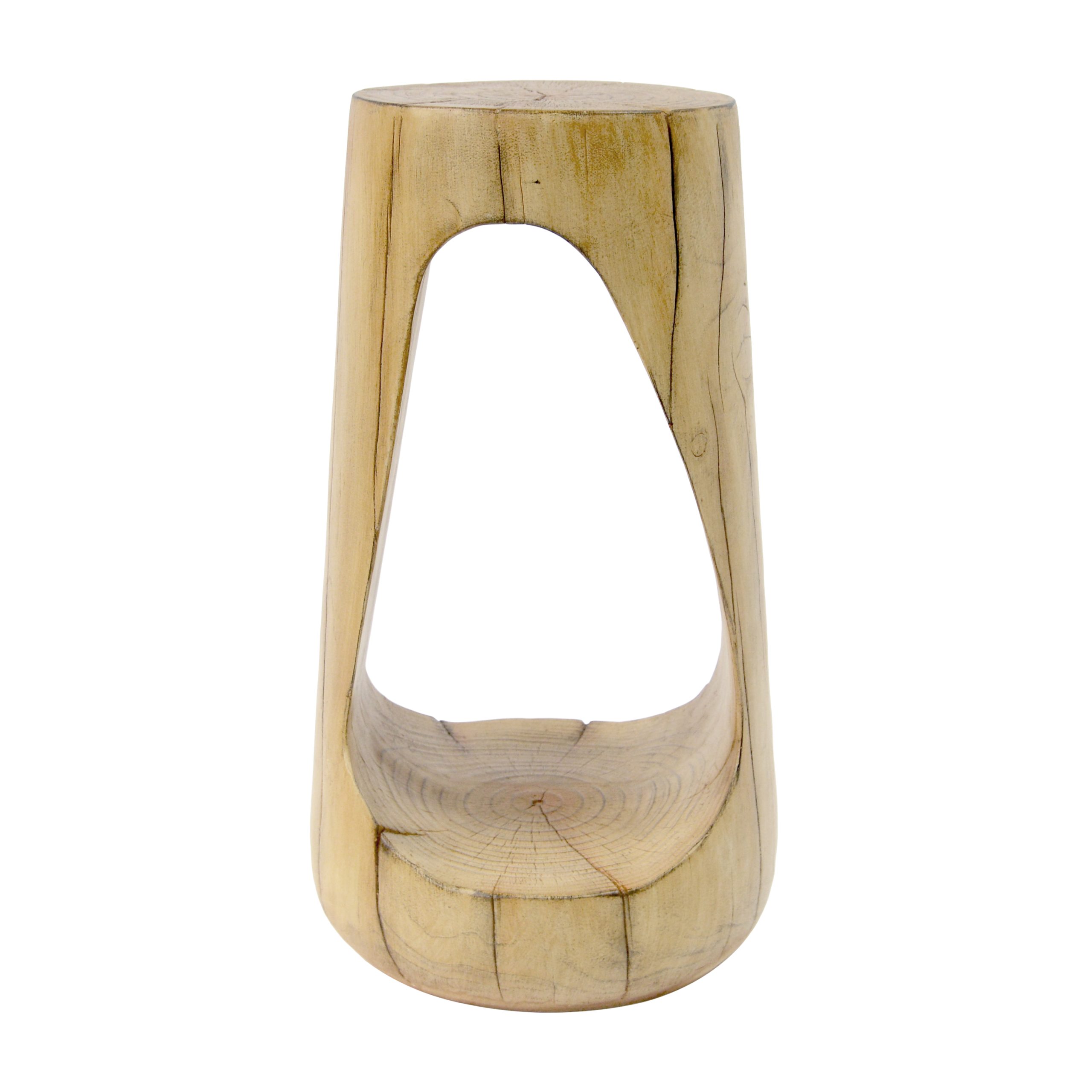 Outdoor Side Table,Hollow Design End Table,Patio Garden Stool Table,Decorative Accent Table for Patio Balcony Beach Pool Side,Lightweight Concrete,Wood Like Texture,Natural Color - Image 5