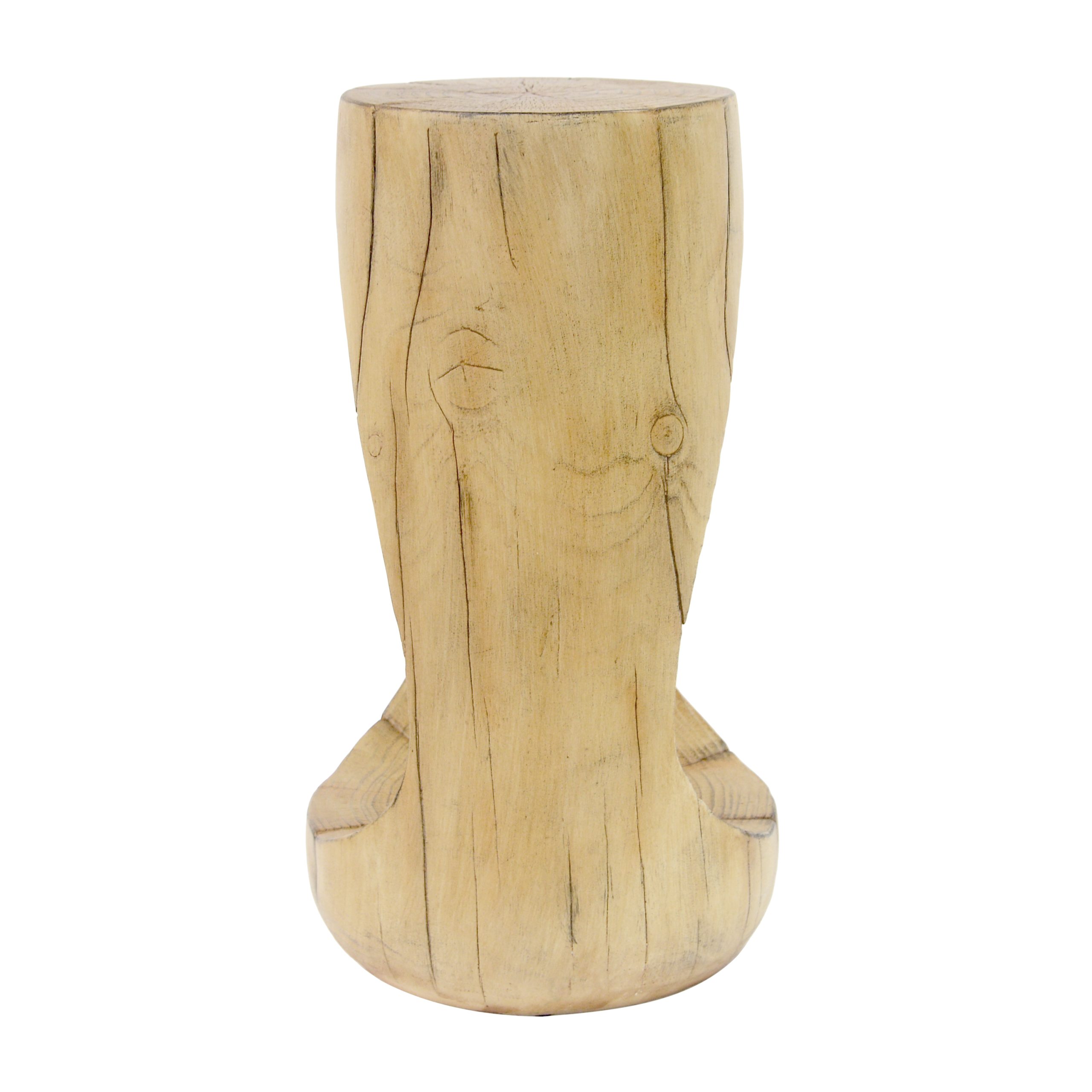 Outdoor Side Table,Hollow Design End Table,Patio Garden Stool Table,Decorative Accent Table for Patio Balcony Beach Pool Side,Lightweight Concrete,Wood Like Texture,Natural Color - Image 6