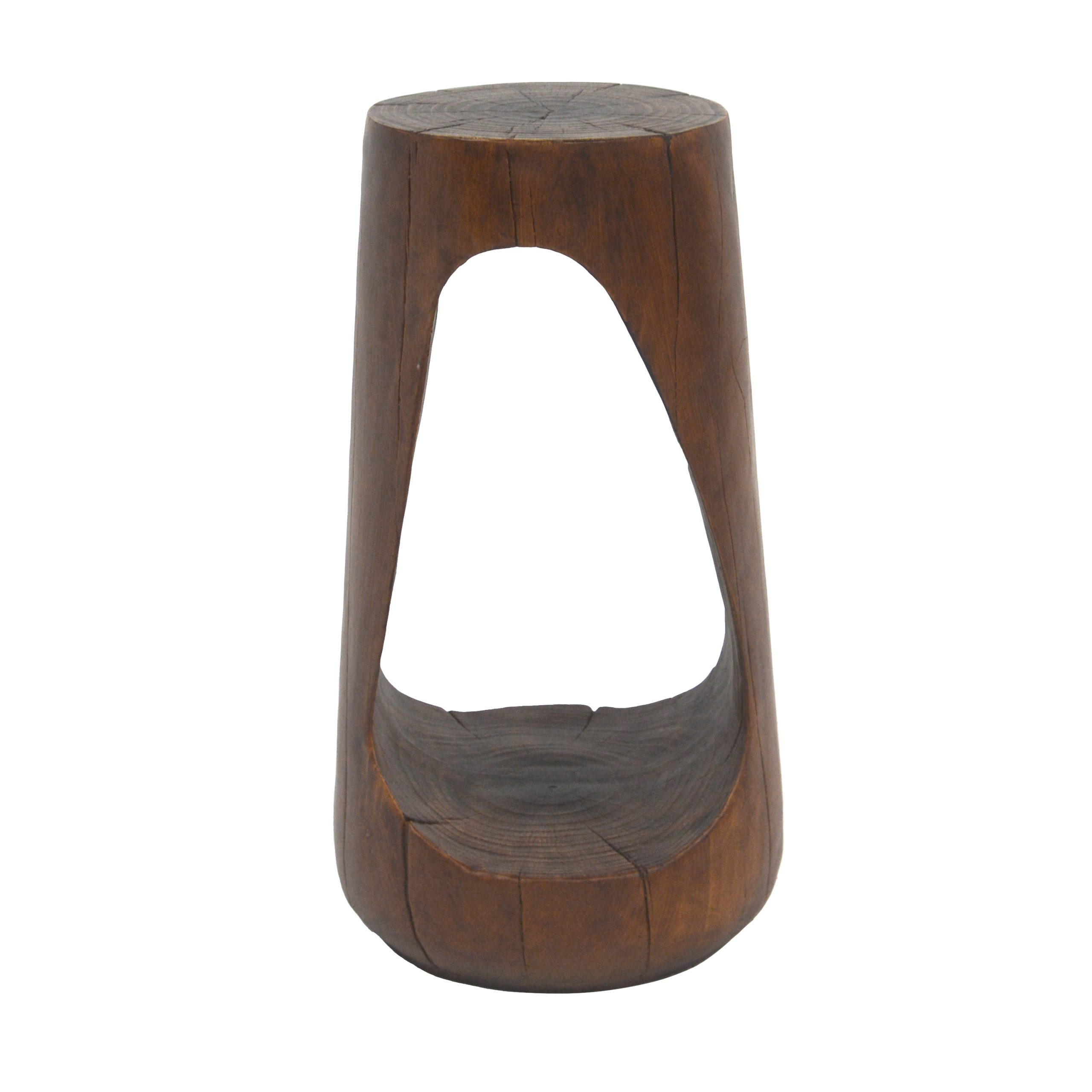 Outdoor Side Table,Hollow Design End Table,Patio Garden Stool Table,Decorative Accent Table for Patio Balcony Beach Pool Side,Lightweight Concrete,Wood Like Texture,Antique Brown Color - Image 5