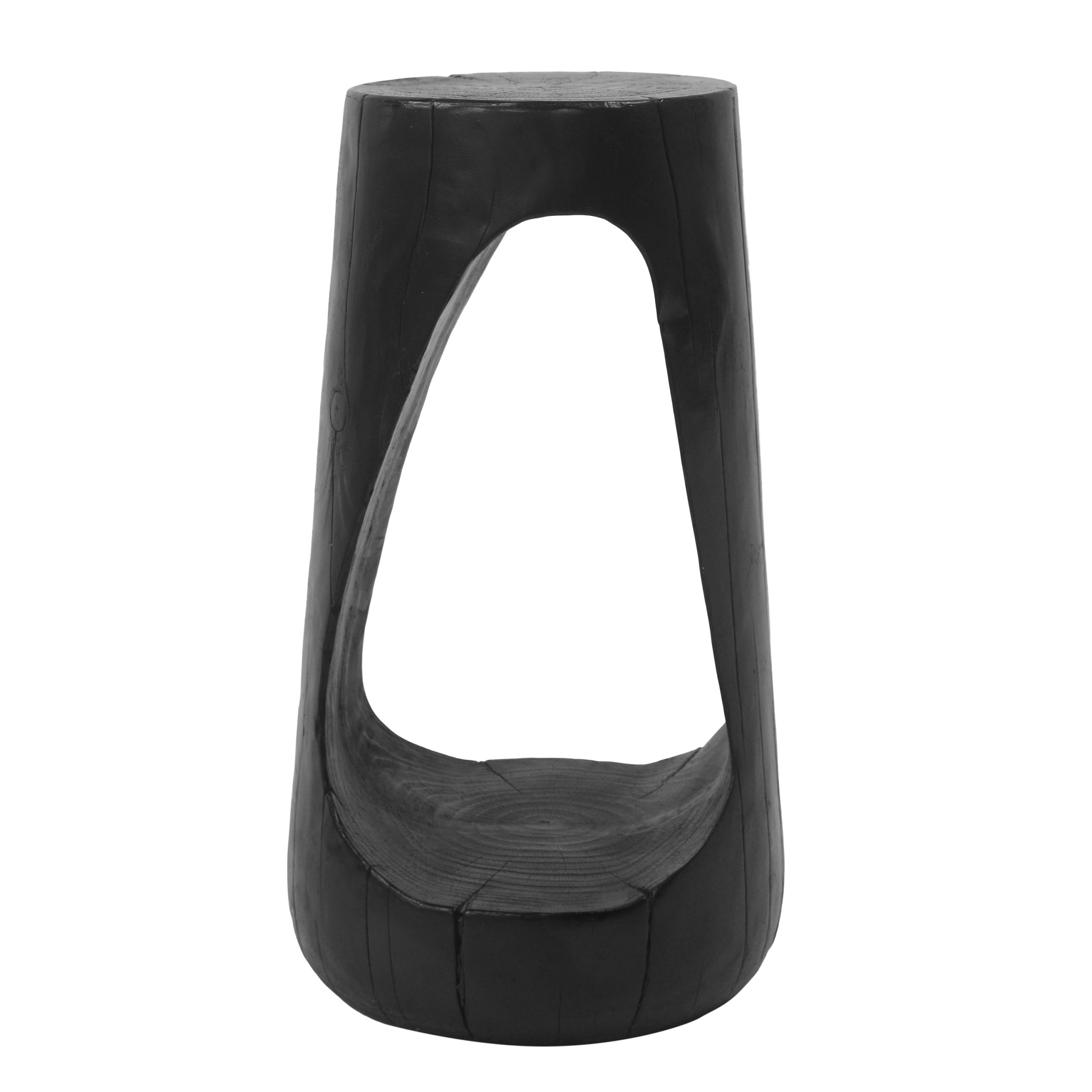 Outdoor Side Table,Hollow Design End Table,Patio Garden Stool Table,Decorative Accent Table for Patio Balcony Beach Pool Side,Lightweight Concrete,Wood Like Texture,Black Color - Image 6
